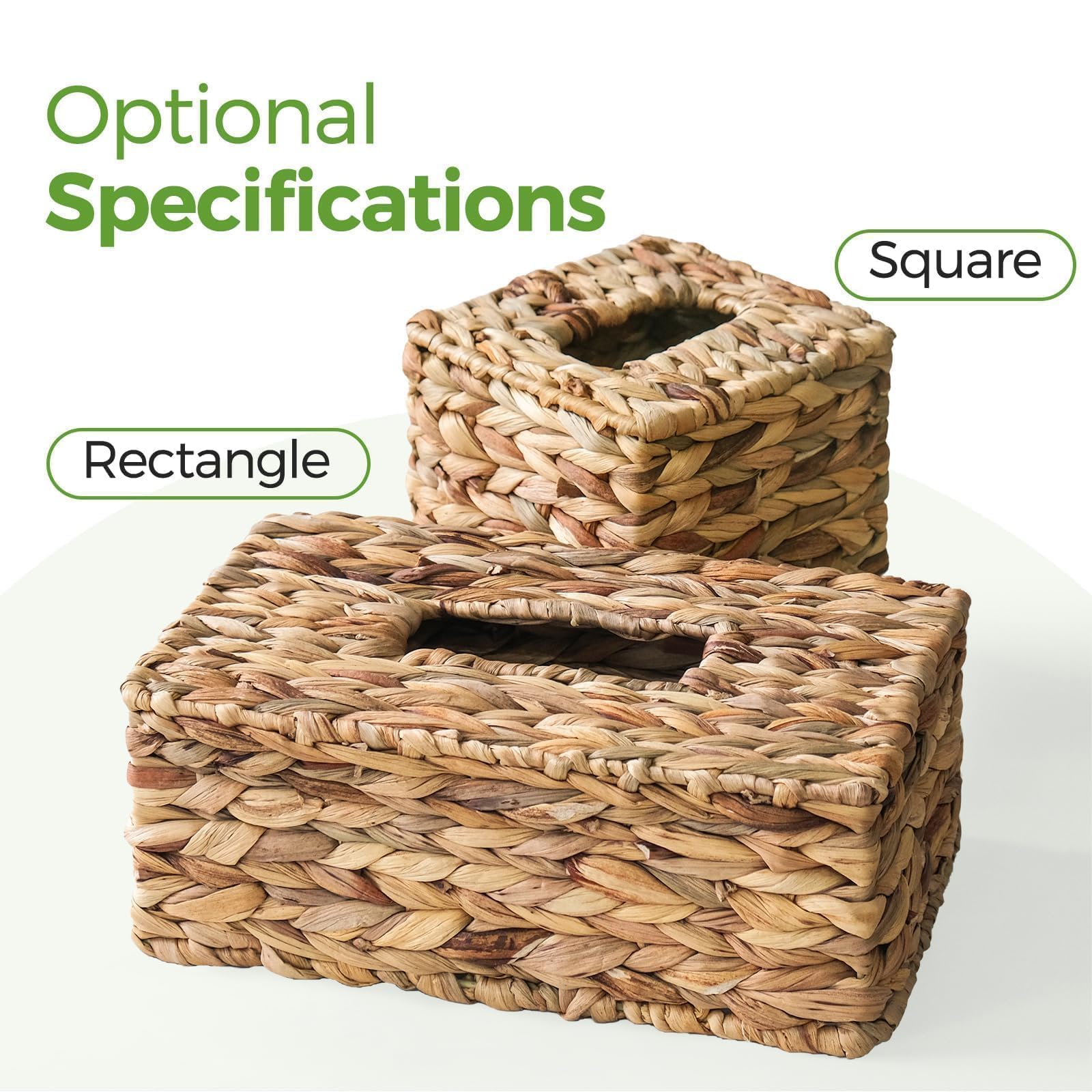 Rattan Tissue Box Cover Square, Wicker Tissue Box Holder Facial Tissues Boxes, Hand Woven Square Tissue Box Cover Tissue Holder