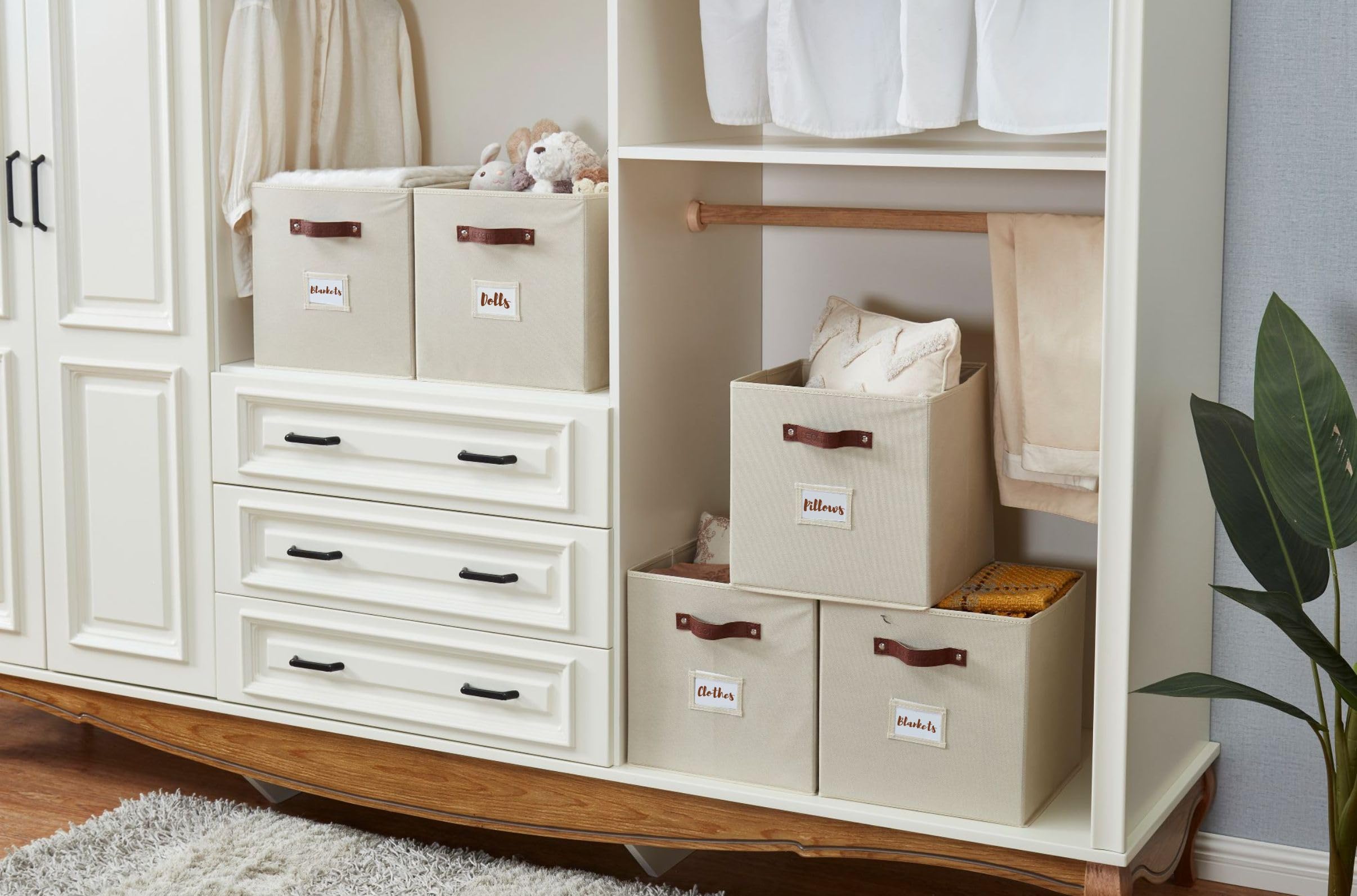 Decomomo Storage Bins | Cube Storage Bin With Label Holders, Fabric Storage Cubes For Organizing Shelves Closet Toy Clothes (10.