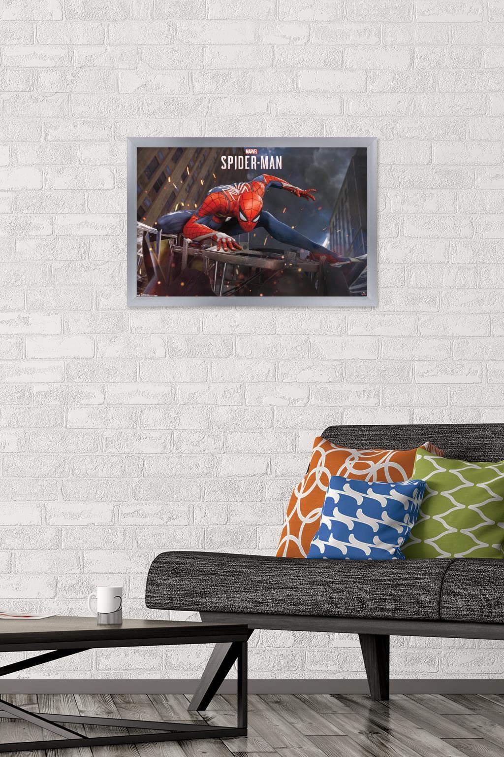Trends International Marvel Comics - Spider-Man - Action Wall Poster, 14.725'' X 22.375'', Silver Framed Version