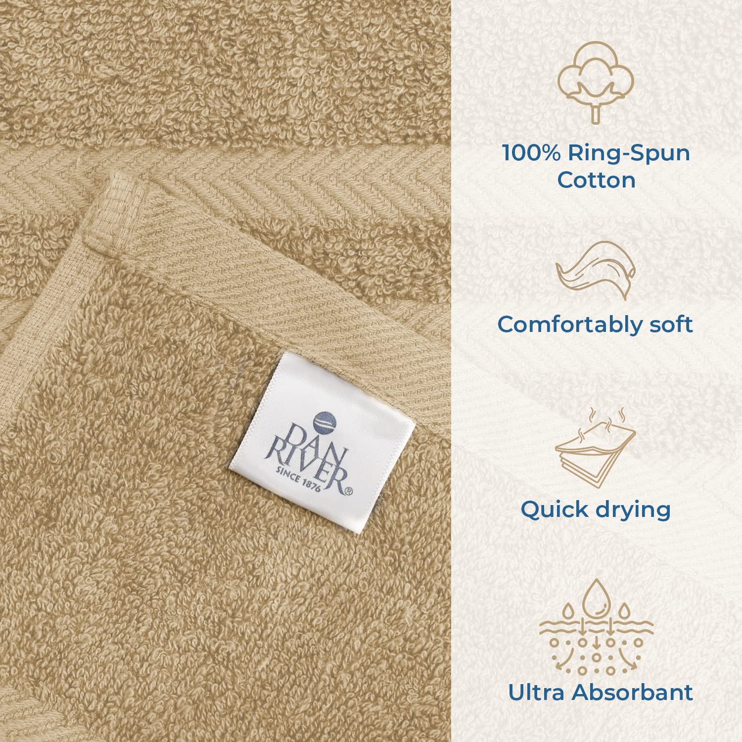 DAN RIVER Bath Sheets Set of 2 - 550 GSM Ultra Super Soft & Highly Absorbent Sheets - 100% Cotton Jumbo Large Bath Towels for Bathroom  Home  Hotel  Spa  Beach  Pool  Gym - 35?x70? in Tan