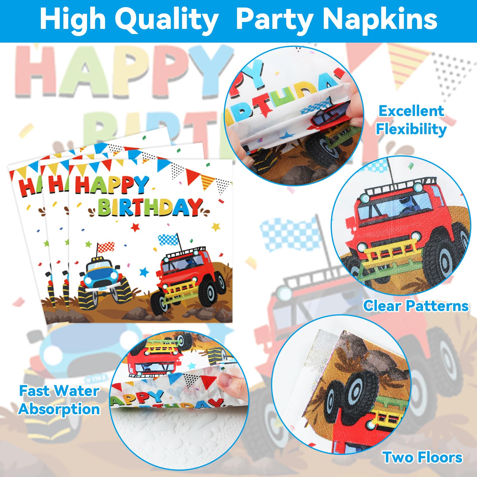 Monster Truck Party Tableware Set Monster Truck Plates And Napkins Monster Truck Party Supplies Decorations For Kids Boys Monste