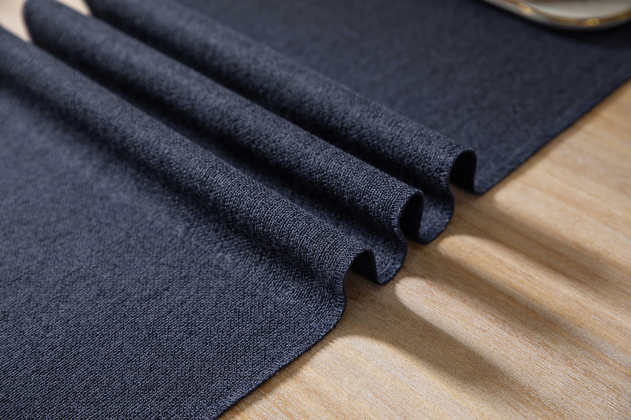 Zeemart Navy Table Runners 90 Inches Long, Burlap Linen Style Rustic Farmhouse Table Runner, Long Boho Dining Table Runner, 13X9