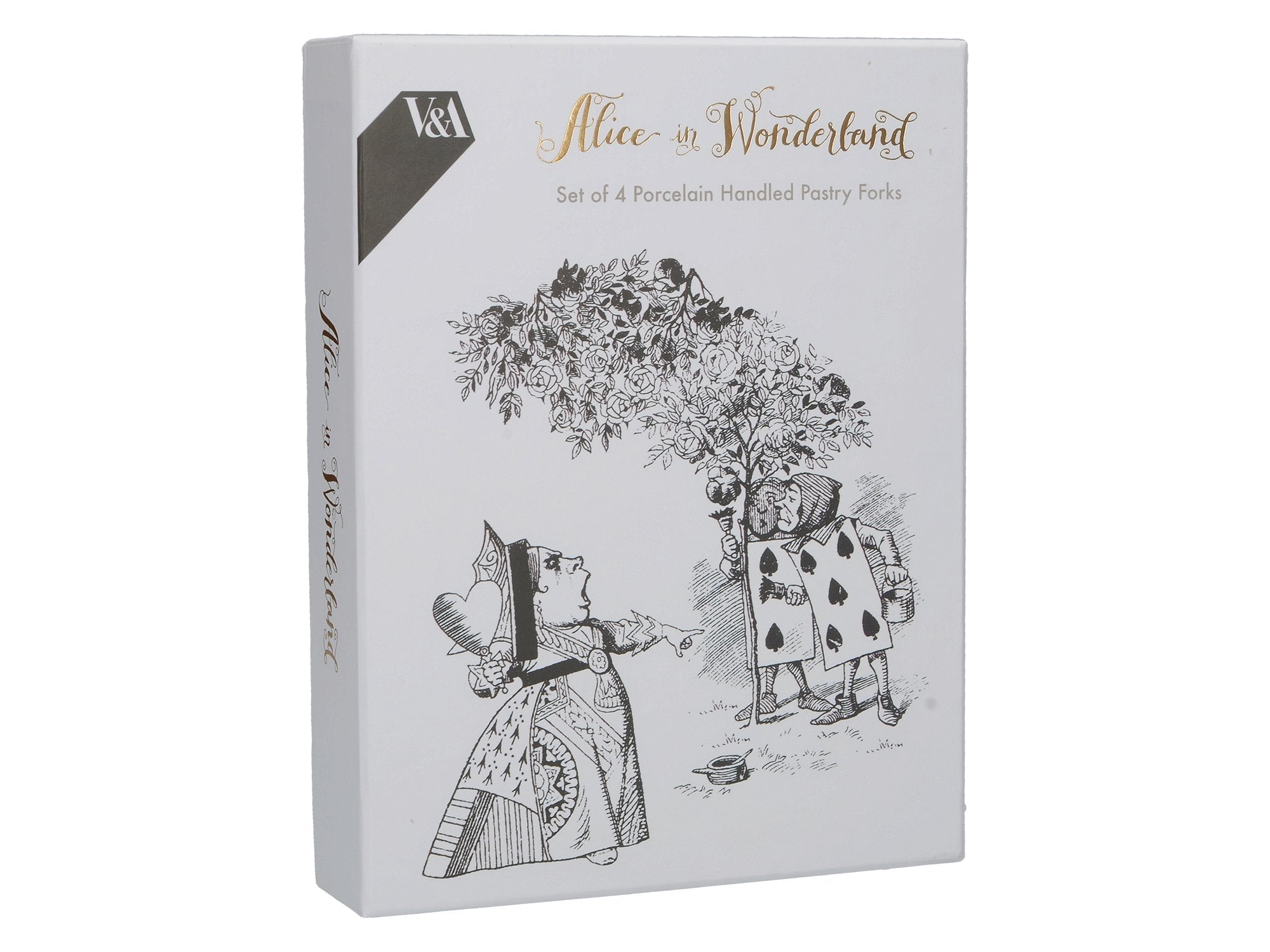 Creative Tops V&A Alice In Wonderland Dessert/Pastry Forks With Decorative Porcelain Handles, 15 X 1.5 X 1.5 Cm, White, 4 Set