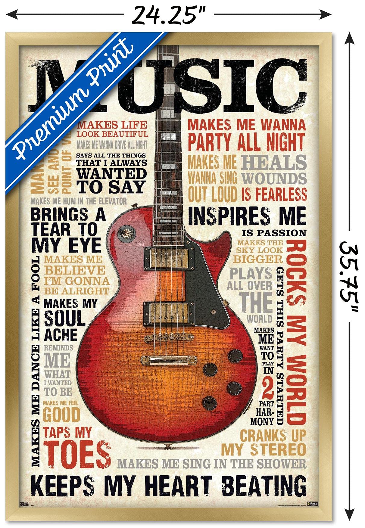 Trends International Music Inspires Me Wall Poster, 22.375'' X 34'', Gold Framed Version