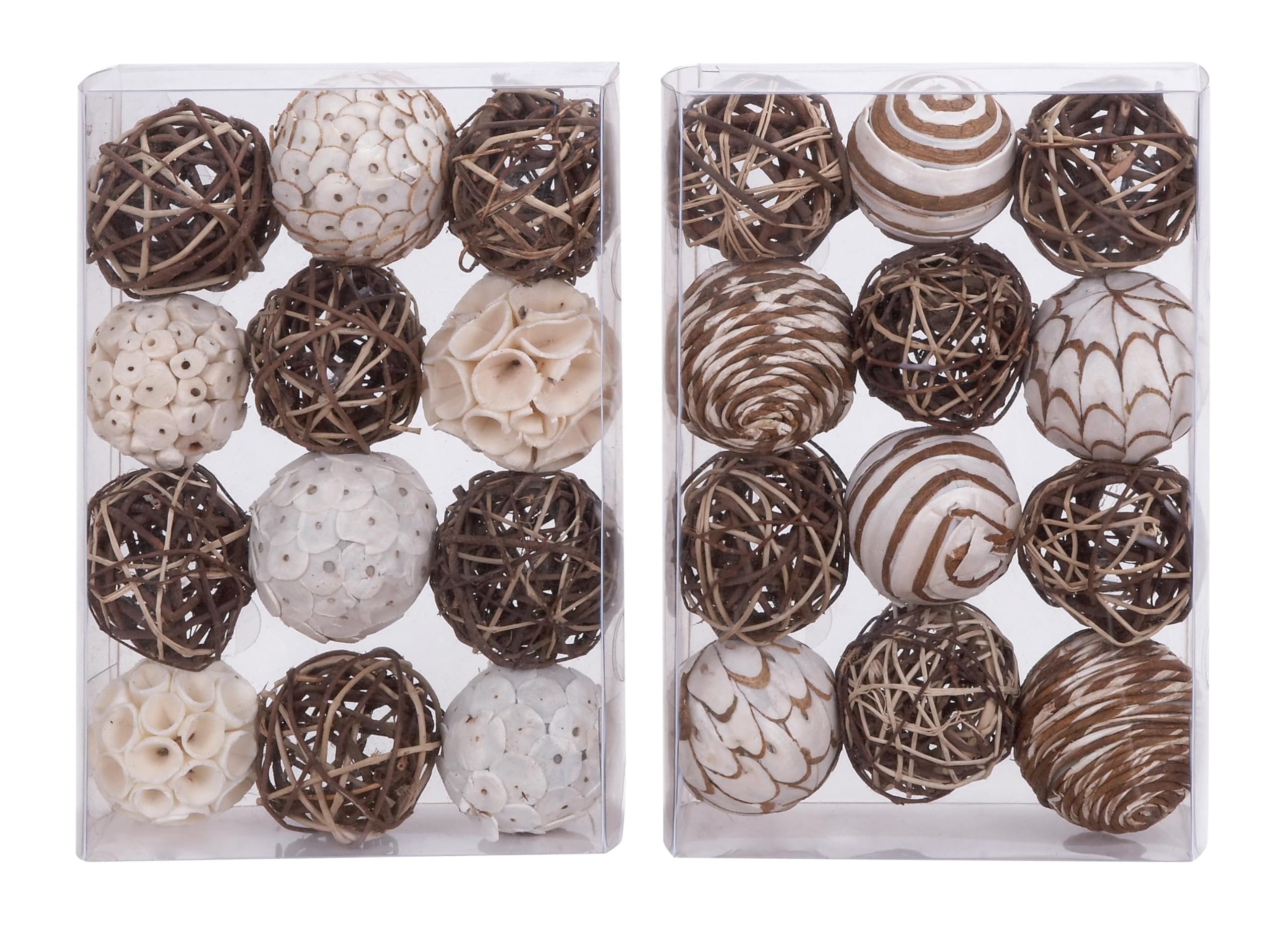 Deco 79 Dried Plant Handmade Decorative Ball Orbs & Vase Filler with Varying Designs, Set of 2 10H, 7W, Brown