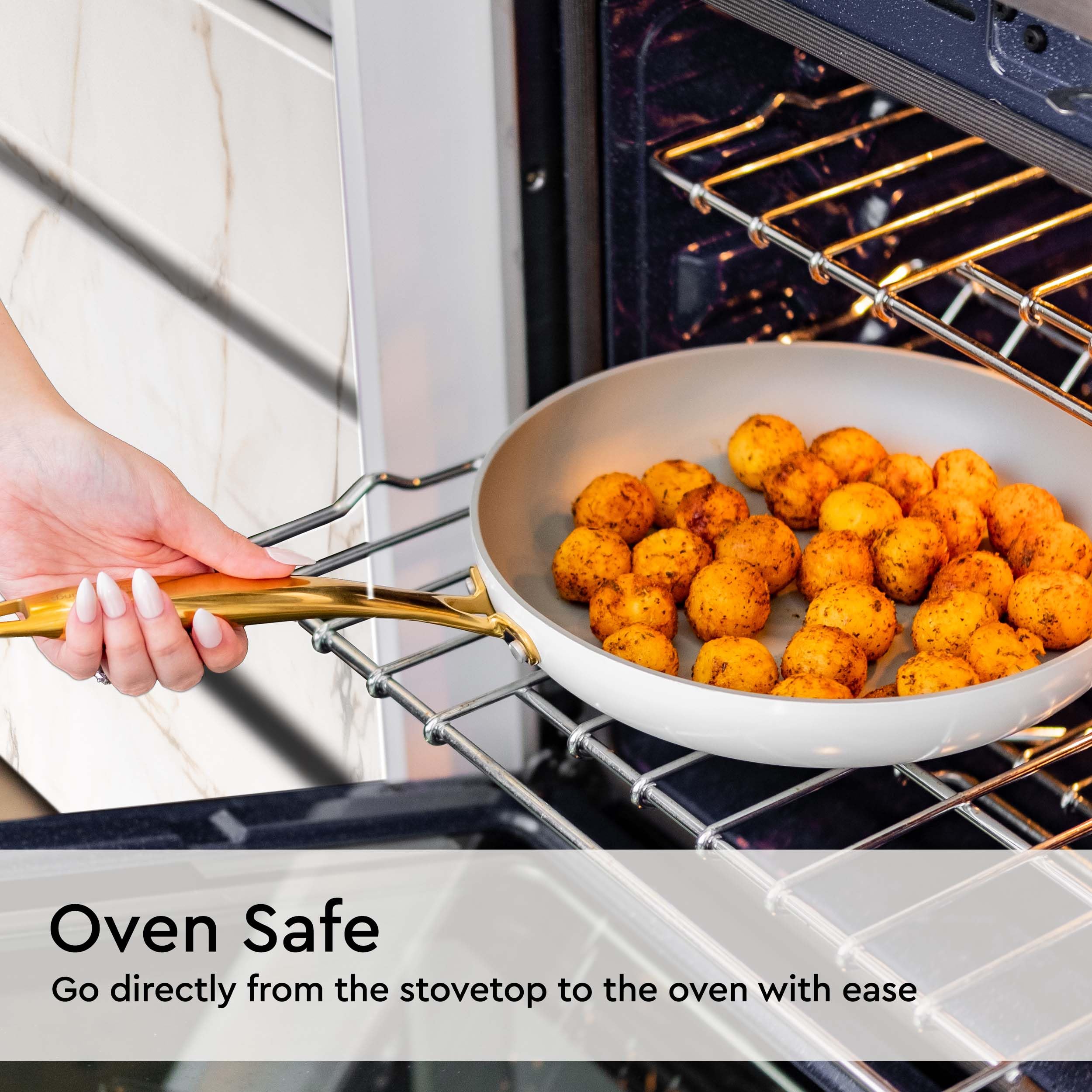 White and Gold Pots and Pans 15 PC Set - Premium Heavy Gauge Nonstick, Non Toxic, PFOA Free, Oven and Dishwasher Safe, Induction