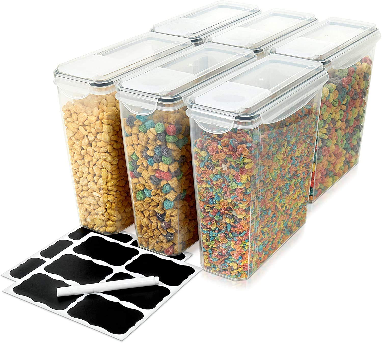 Cereal Containers Storage Set Large (6 Pack) Airtight Food Storage Containers For Kitchen & Pantry Organization, Cereal Storage