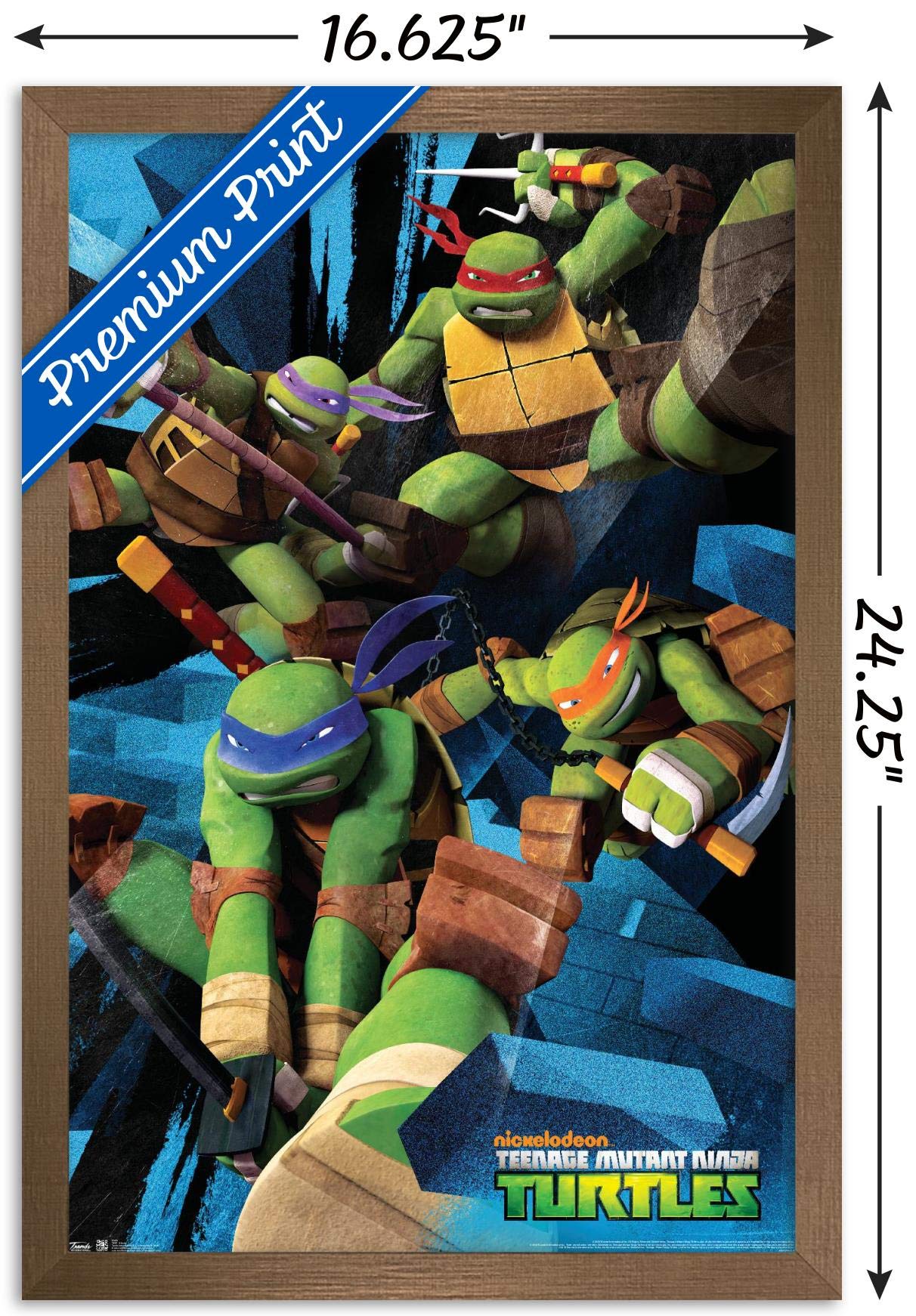 Trends International Nickelodeon Teenage Mutant Ninja Turtles - Attack Wall Poster, 14.725'' X 22.375'', Bronze Framed Version