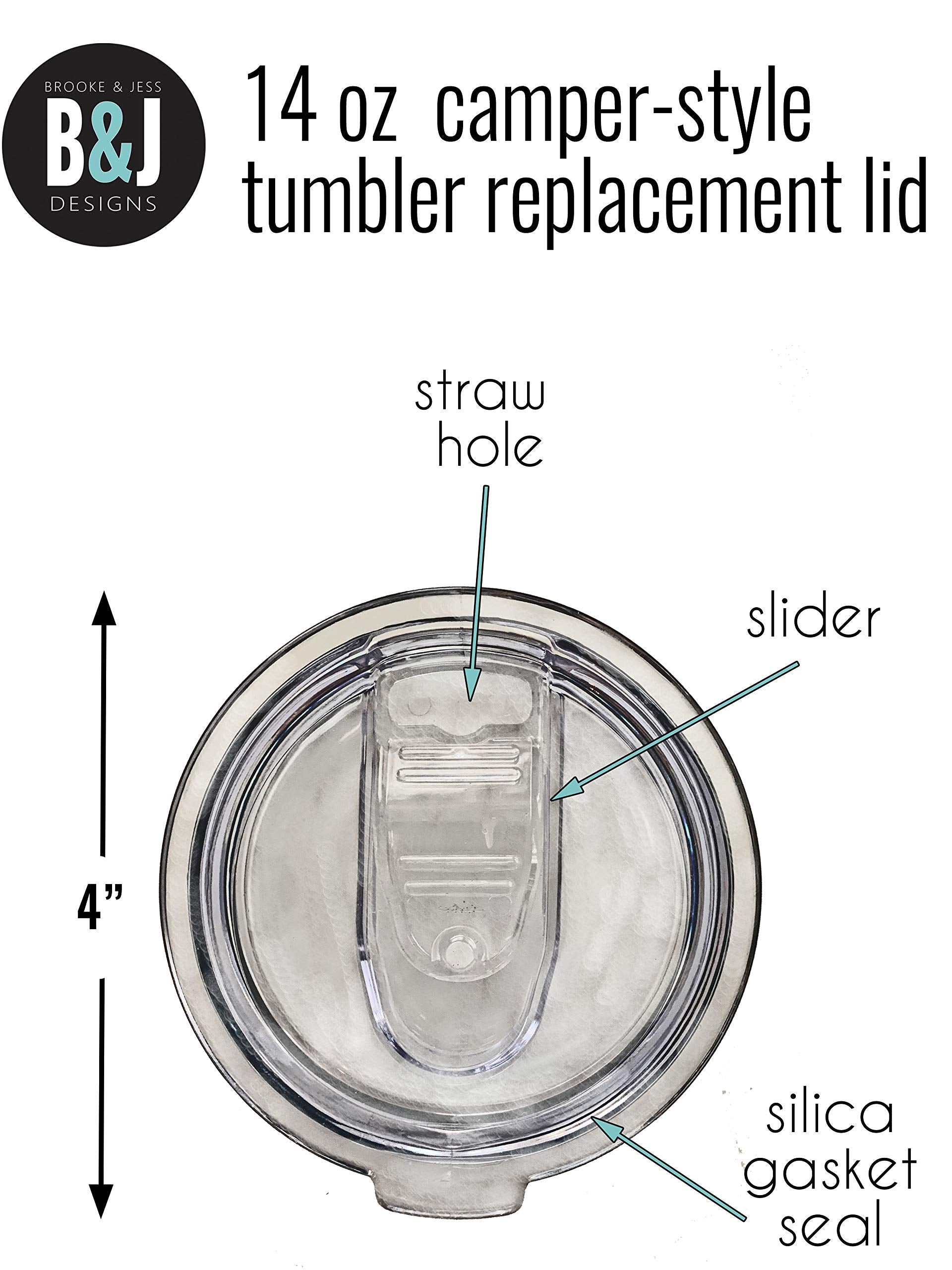 Brooke & Jess Designs Camper Coffee Mug Tumblers Lid Replacement For Women - Double Walled Vacuum Sealed Stainless Steel 14 Oz T