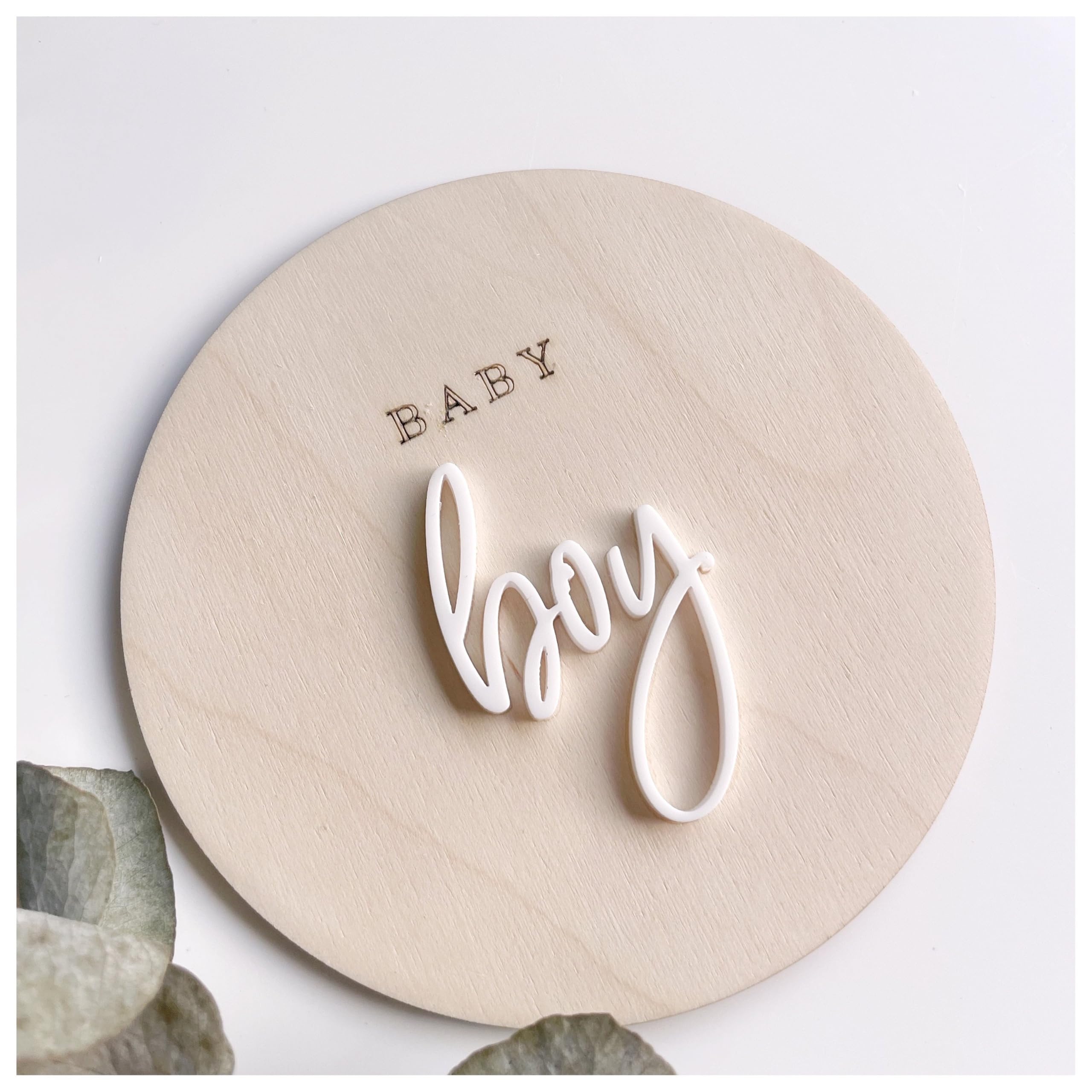 FELIXTA SET 2 OF He's Here/She's Here Wooden Baby Announcement Sign, WHITE (08)