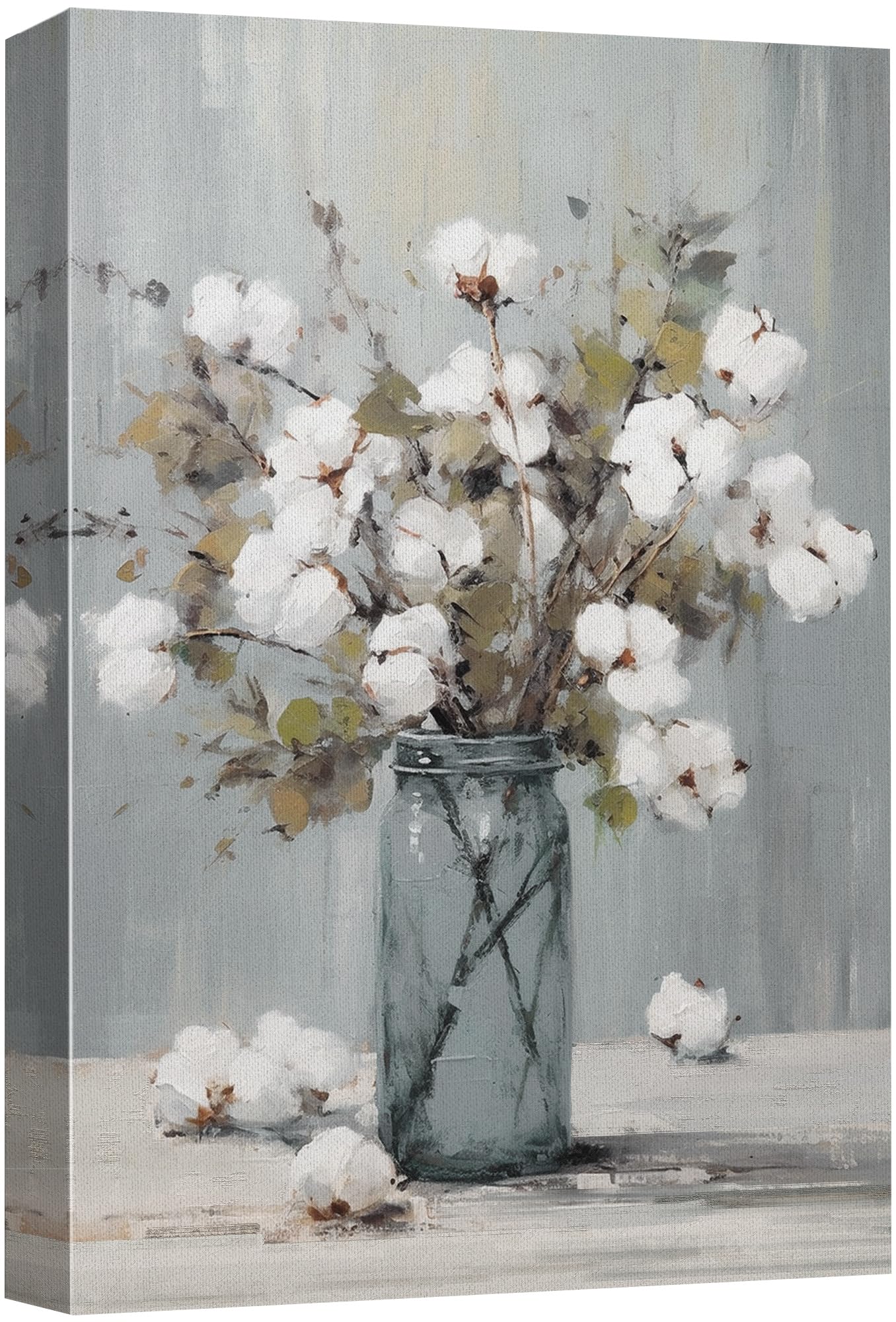 Wall26 Canvas Print Wall Art Watercolor Cotton Flower Still Life Nature Wilderness Illustrations Modern Art Botanical Floral Far