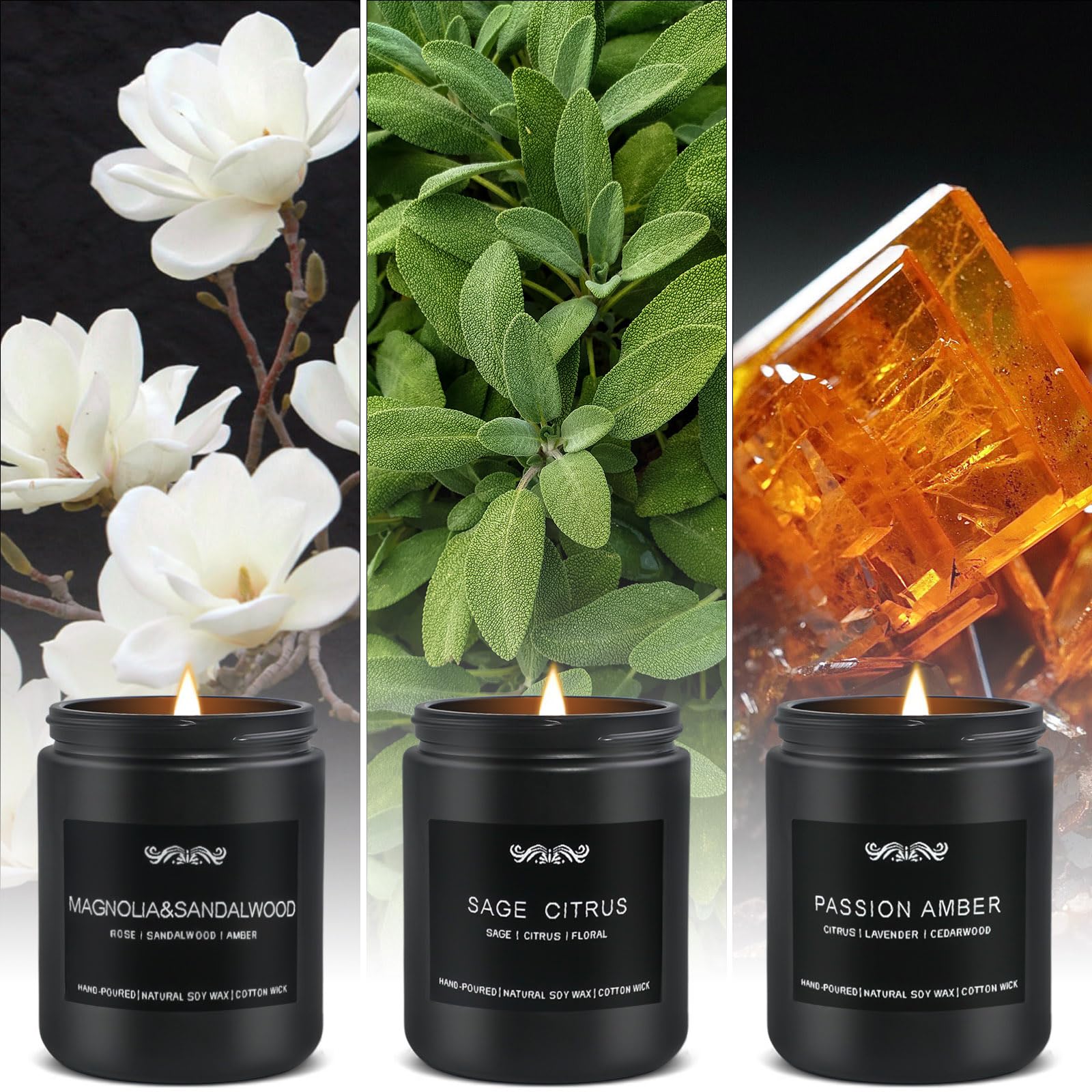 6 Pack Candles for Home Scented Aromatherapy Candles Gifts Set for Men, Men Candle Set, 42 oz 300 Hour Long Lasting Candles, Val