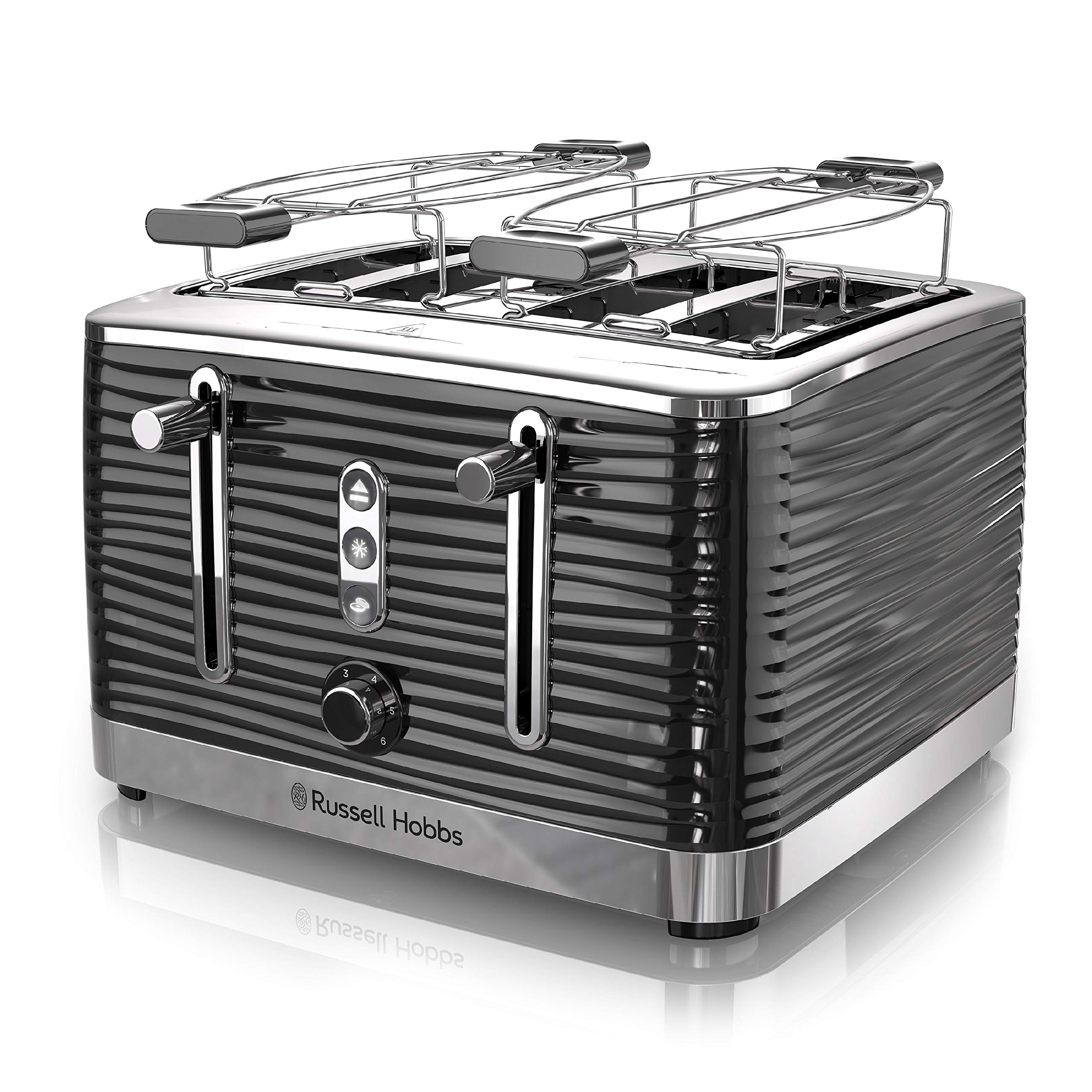 Russell Hobbs Tr9450Br Coventry 4-Slice Toaster, Black, Included Warming Rack