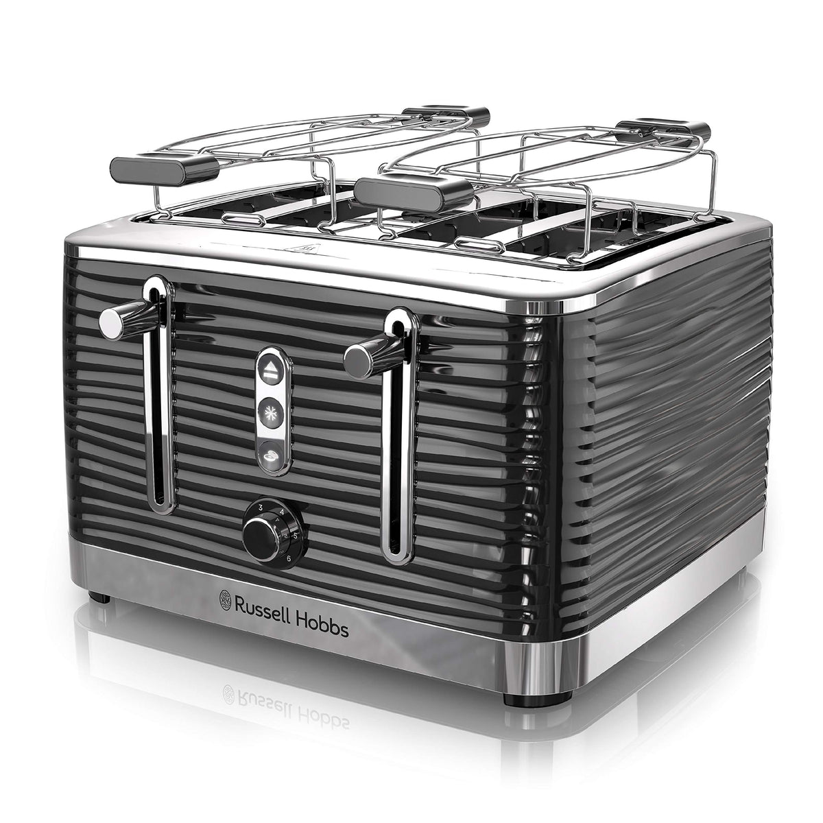 Russell Hobbs Tr9450Br Coventry 4-Slice Toaster, Black, Included Warming Rack