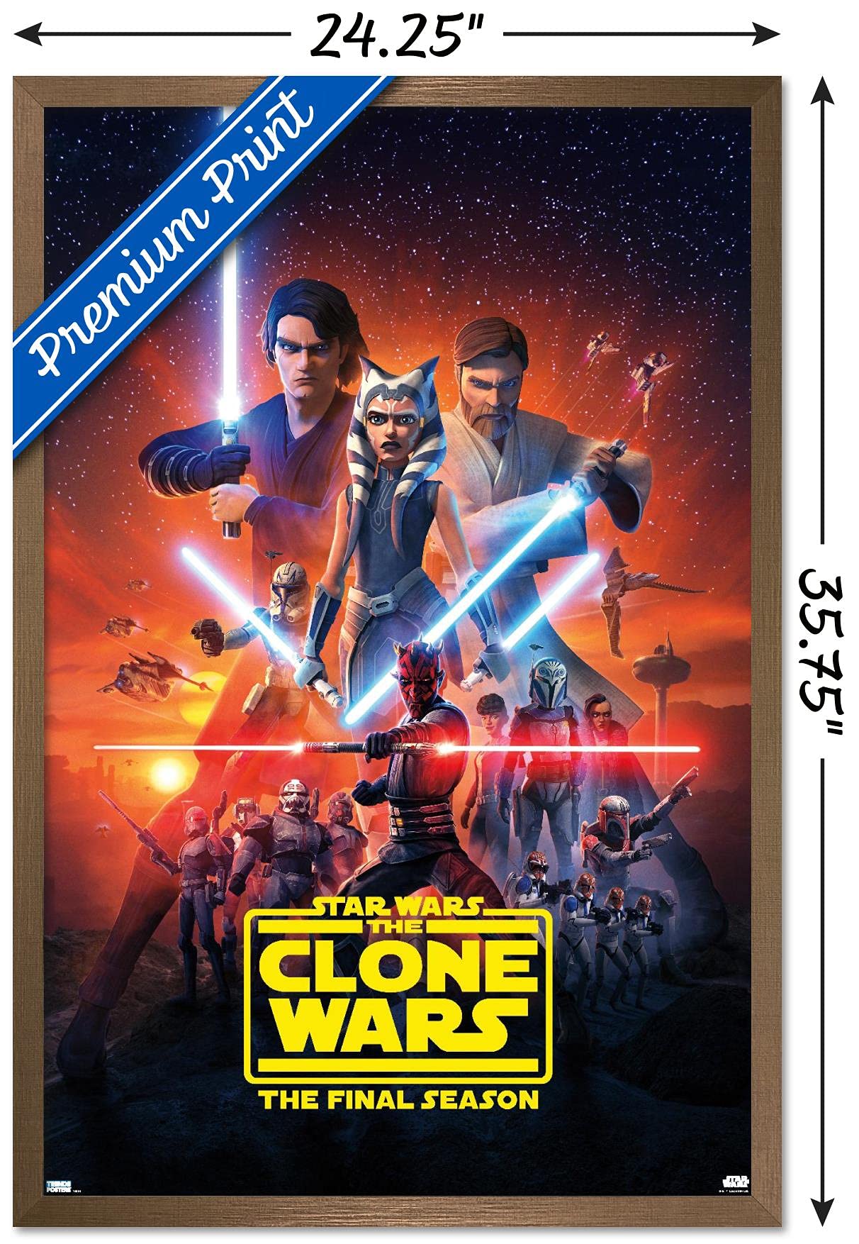 Trends International Star Wars: The Clone Wars - Season 7 Key Art Wall Poster, 22.375'' X 34'', Bronze Framed Version