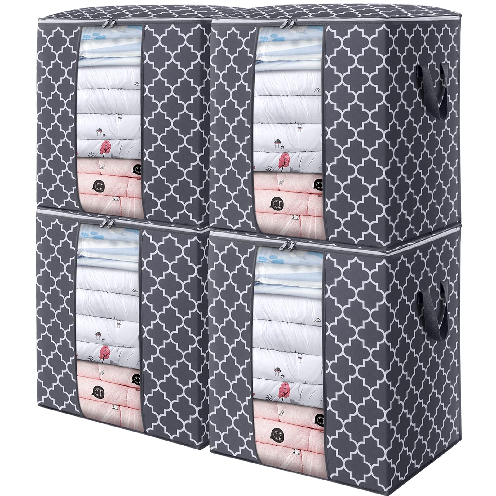 WISELIFE Storage Bags [4 Pack/100L] Large Blanket Clothes Organization and Storage Containers for Comforters,Bedding, Foldable O