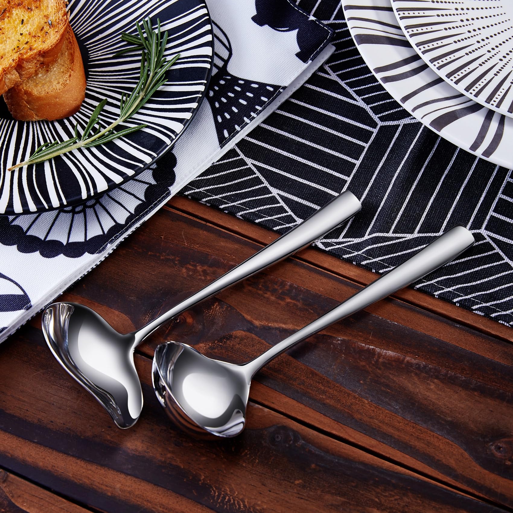 Keawell Louis 7.5 Inches Gravy Ladle + Sauce Drizzle Spoon With Spout, 18/10 Stainless Steel Mini Ladle, Dishwasher Safe