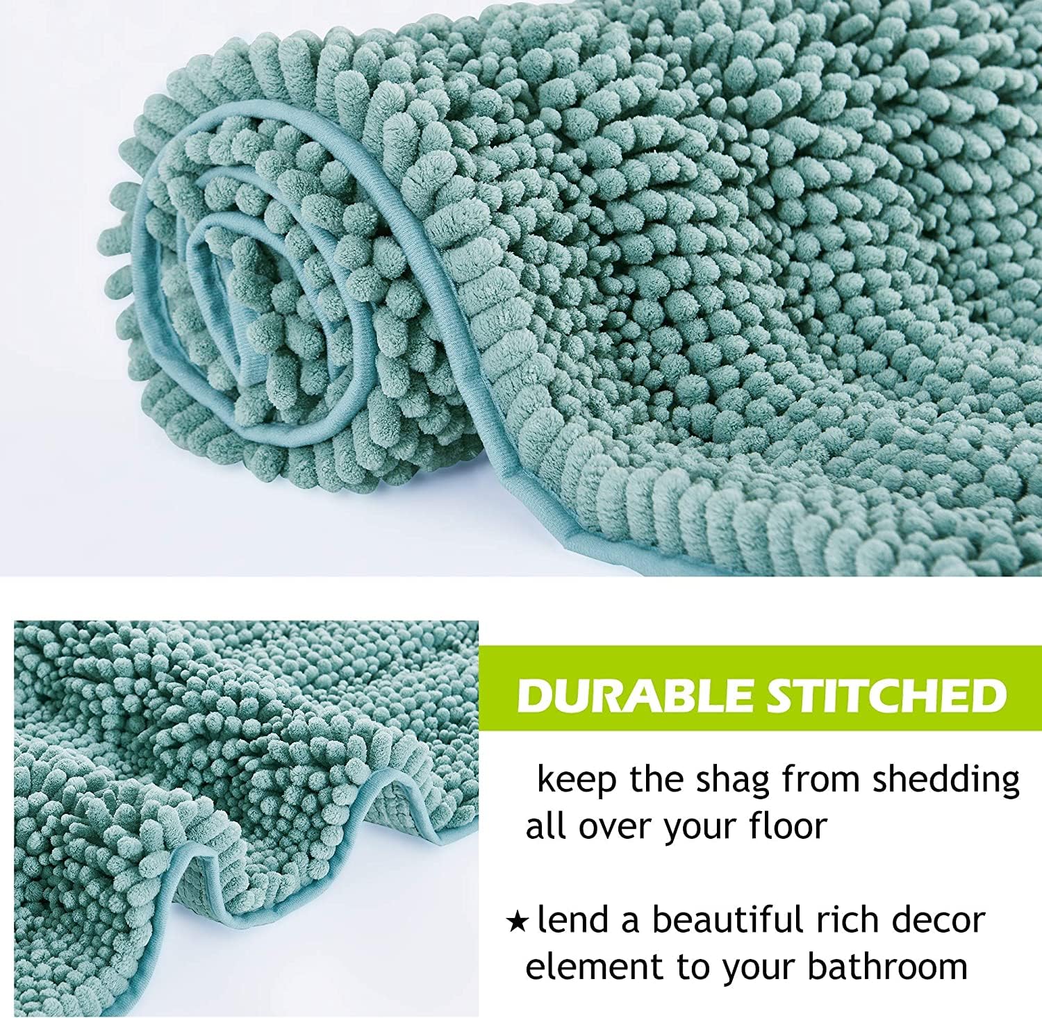 Large Bathroom Rugs - Decorations Soft Bath Mat Water Absorbent Non-Slip Quick Drying Thick Shaggy Chenile Bathtub Set For Toile