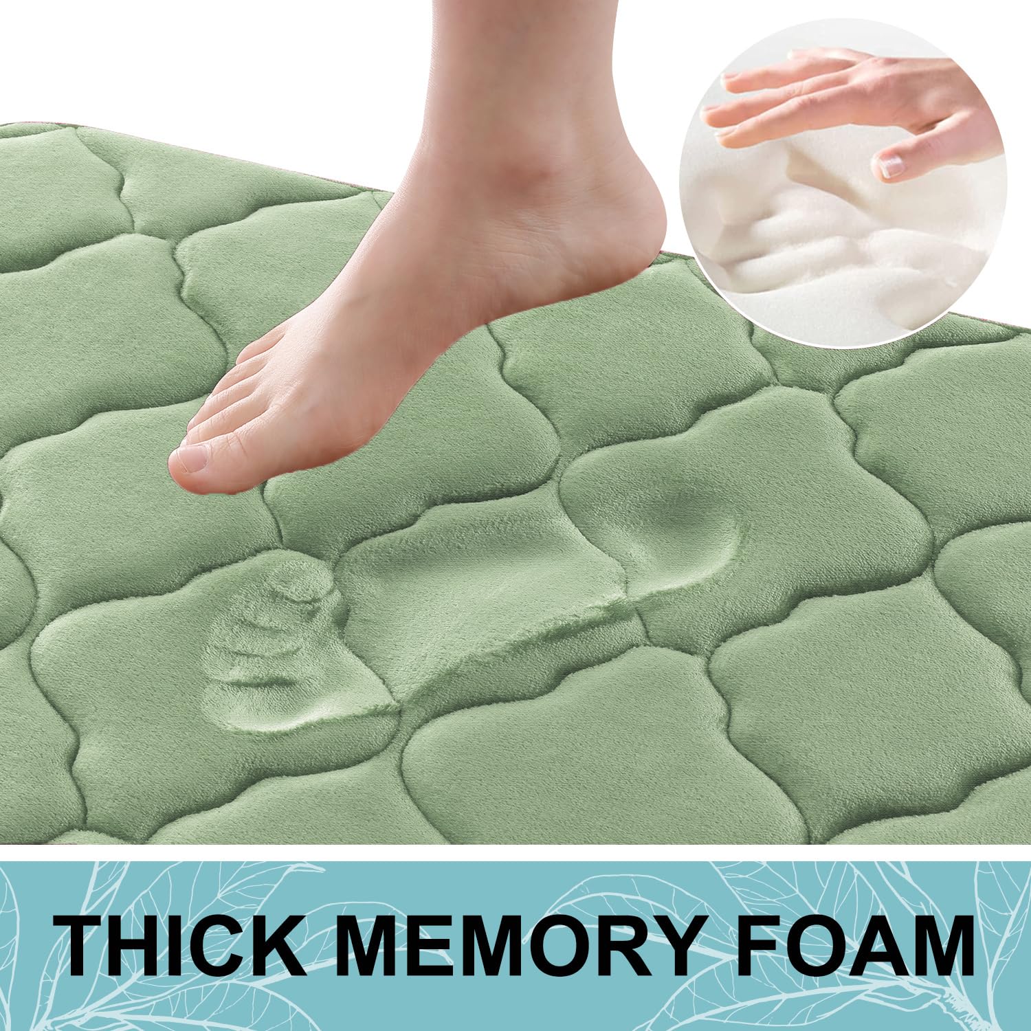 Olanly Memory Foam Bath Mat Rug 24X16, Soft And Absorbent Bathroom Rugs, Non-Slip, Comfortable, Machine Washable Bath Carpet For