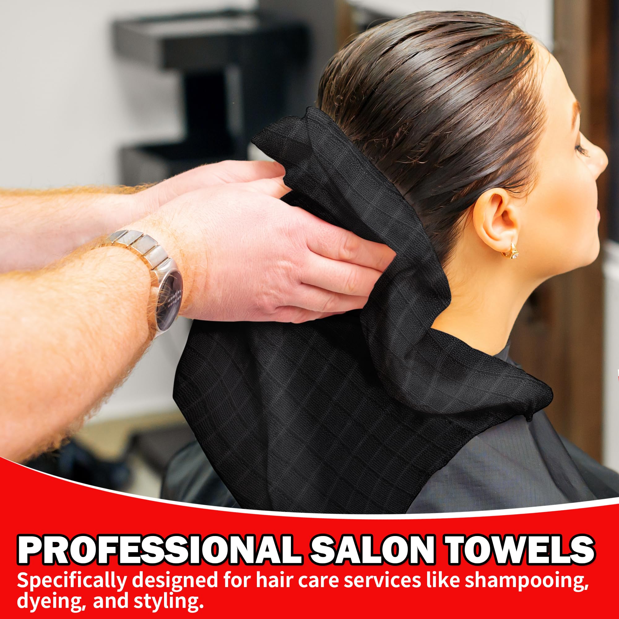 HOMERHYME Salon Towel 24 Pack, Bulk Microfiber Barber Towel, 16 x 27 Inches Quick Dry Hair Towels, Lint Free Spa Facial Towel fo