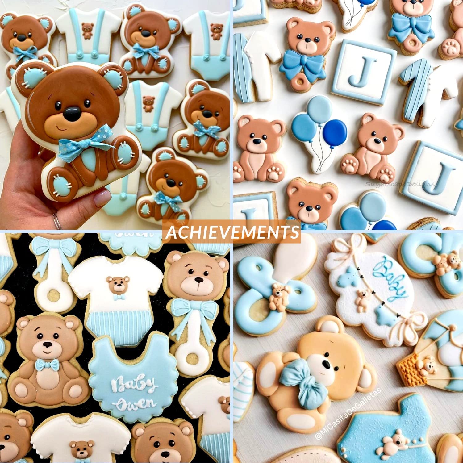 Teddy Bear Cookie Cutter Set - 4 Pieces Teddy Bears Plastic Biscuit Cutter For Kitchen Baking
