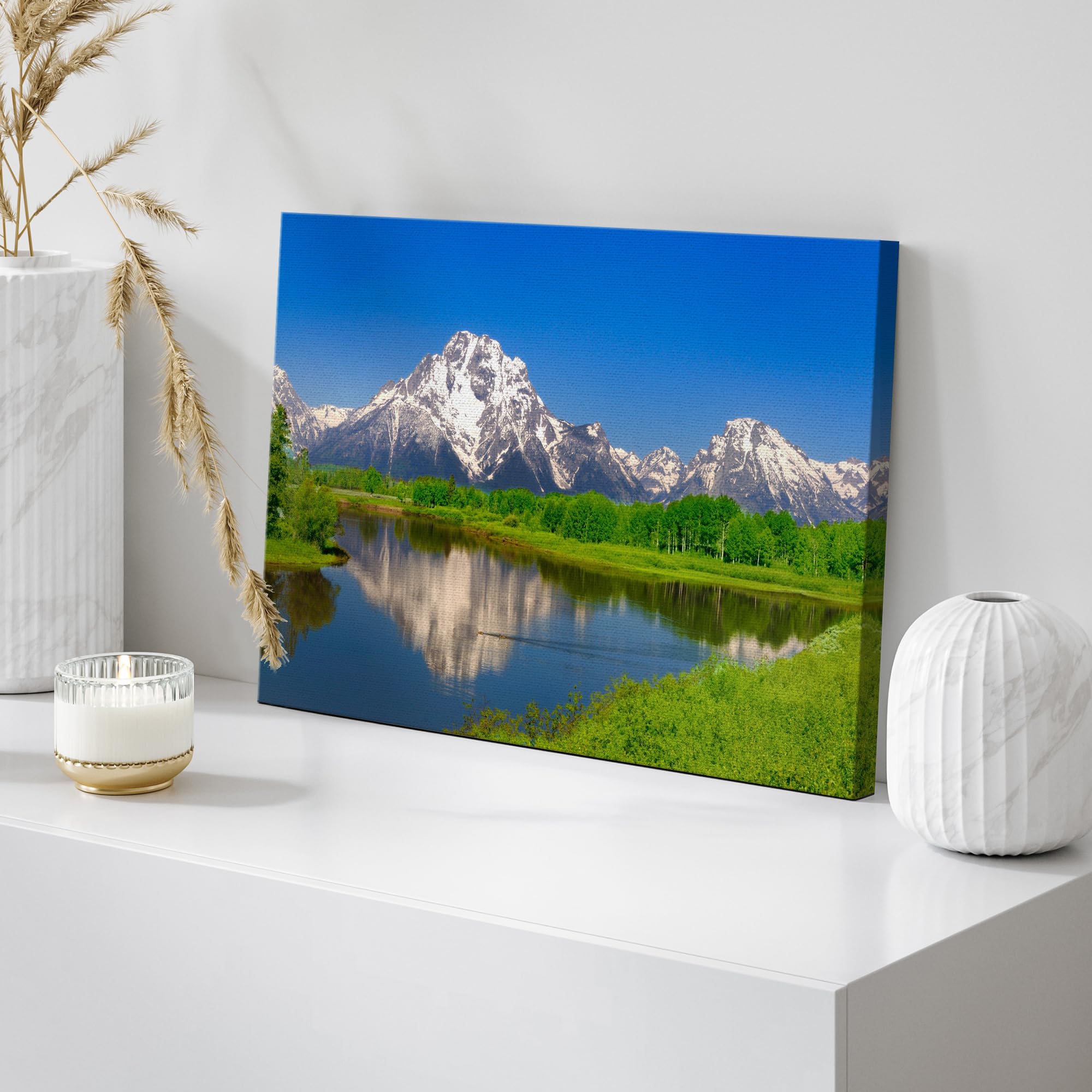 Wall26 Canvas Print Wall Art Mountain Landscape With Green Forest Reflection Nature Wilderness Photography Modern Art Rustic Sce