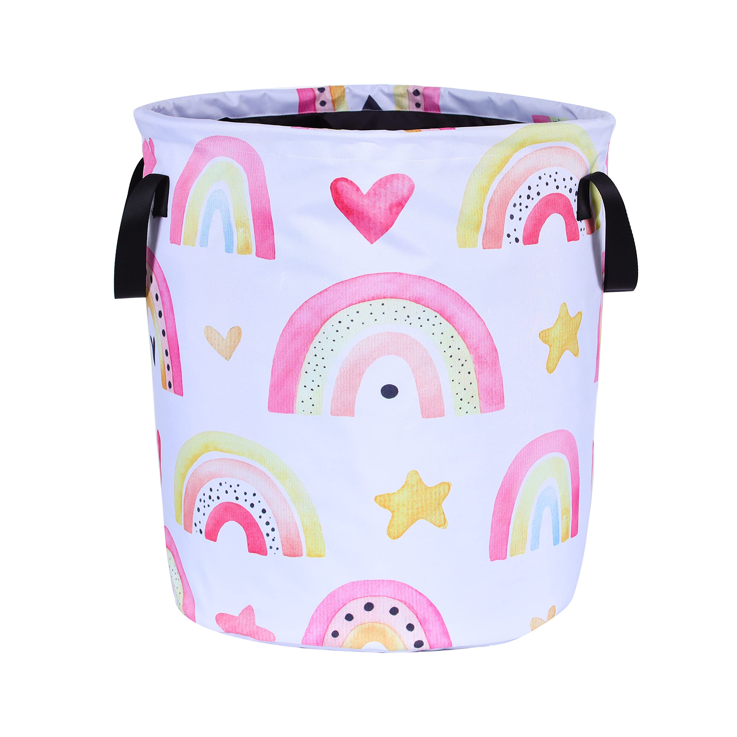 Colorful Rainbow Stars Laundry Basket Foldable Waterproof Oxford Cloth Funny Tote Bag Laundry Hamper Clothes Storage Bucket Toy