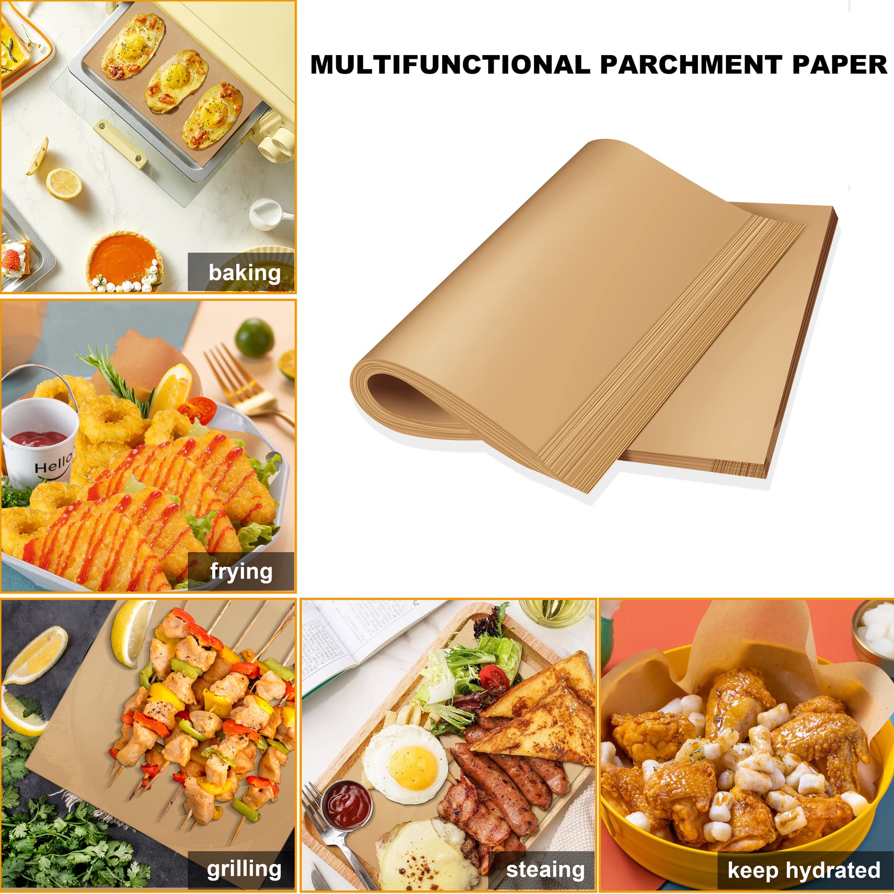 200 Pcs Parchment Paper Sheets 9 X 13 Inches, Precut Parchment Paper For Baking, Air Fryer Disposable Paper Liner, Hofhtd Non-St