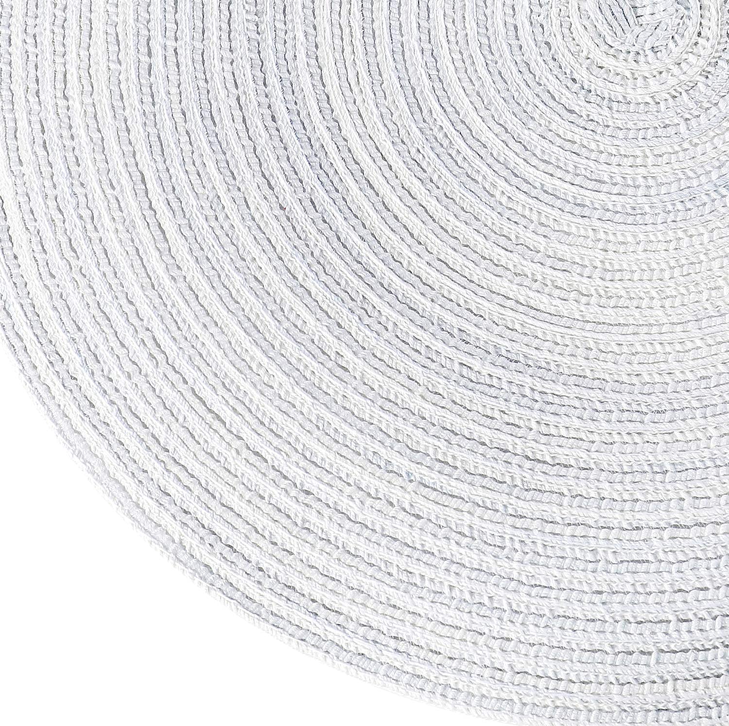 Peking Round Placemats Set Of 6, Cotton Woven Placemat Heat-Resistant Non-Slip Washable Table Mats For Dining Table 15 Inch, Whi