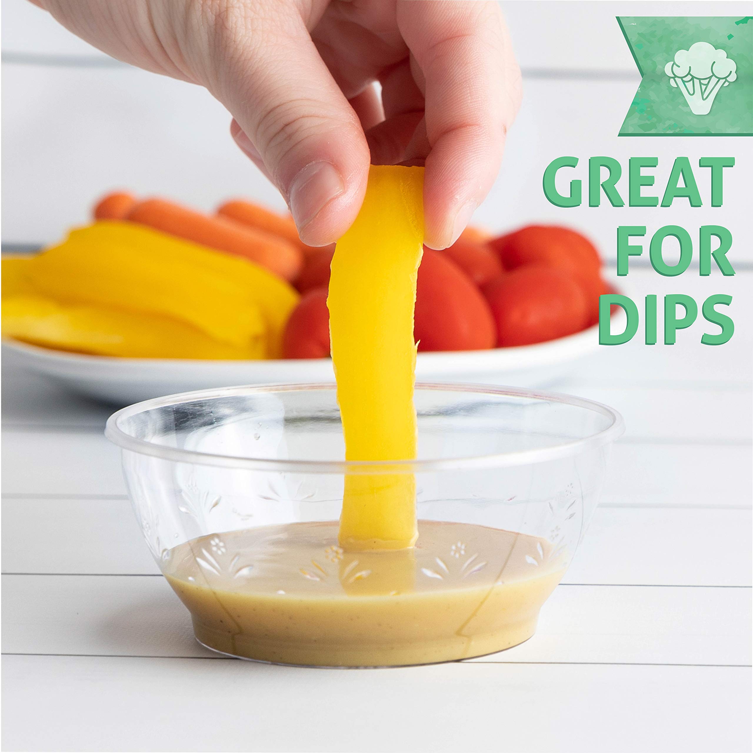 PLASTICPRO 6 ounce Premium Heavy Weight Crystal Clear Disposable Hard Plastic Dessert Size Party Bowls Pack of 80