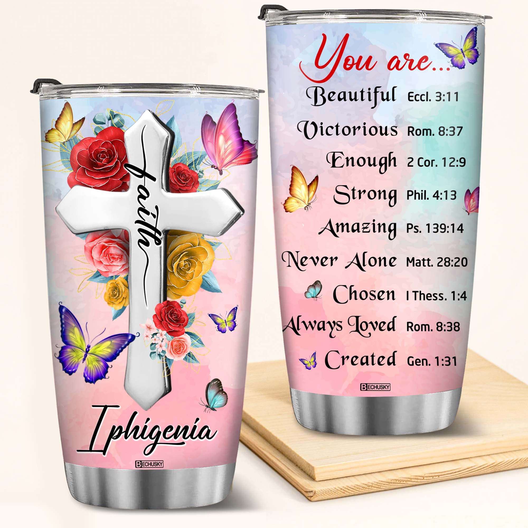 Bechusky Personalized Christian Tumbler Gifts For Women Christian Gifts For Women - Birthday Gifts For Women - Friend Gifts For