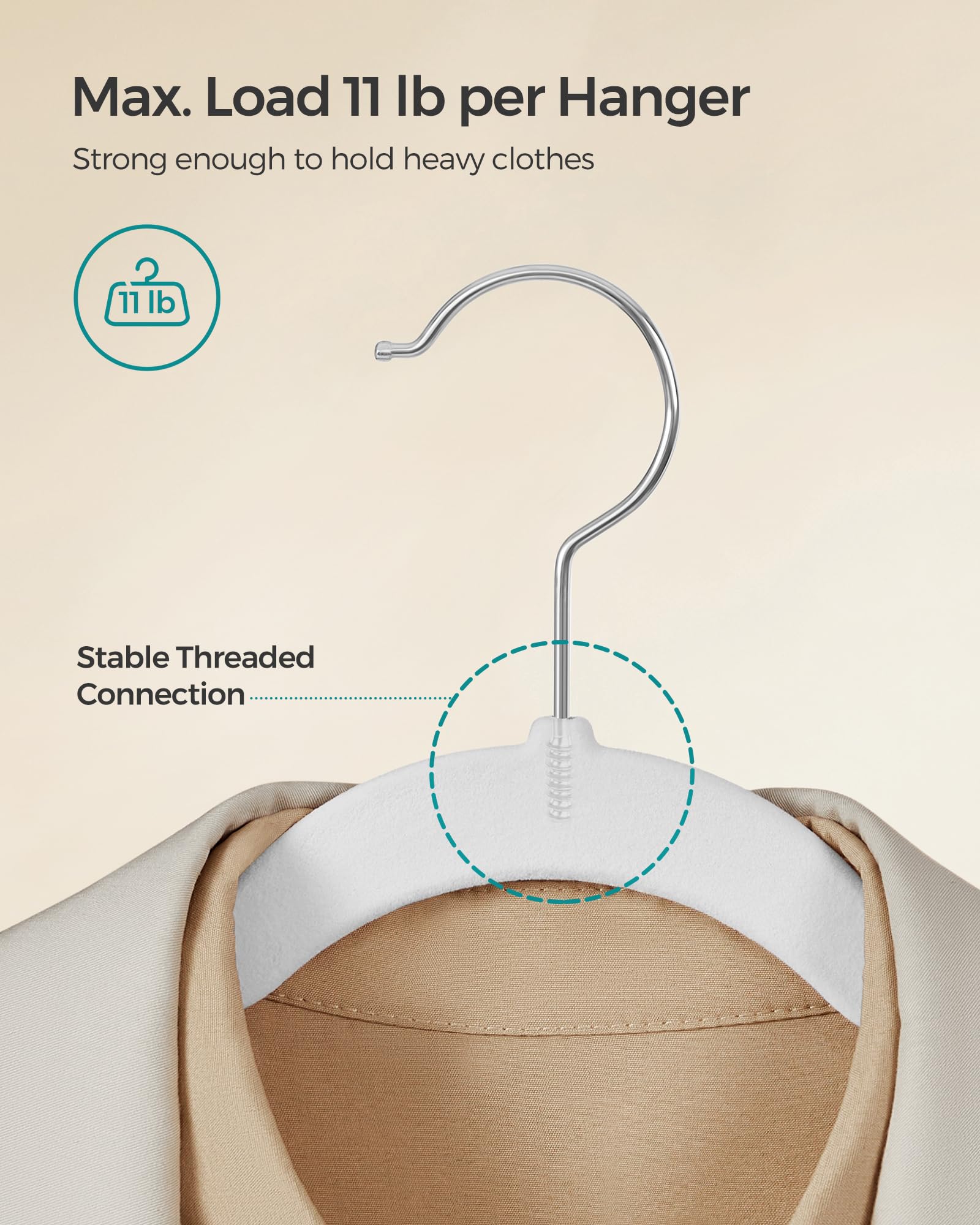 Songmics Velvet Hangers 60 Pack, Non-Slip Clothes Hangers, Suit Hangers With Shoulder Notches, Pants Bar, 360 Swivel Hook, Space