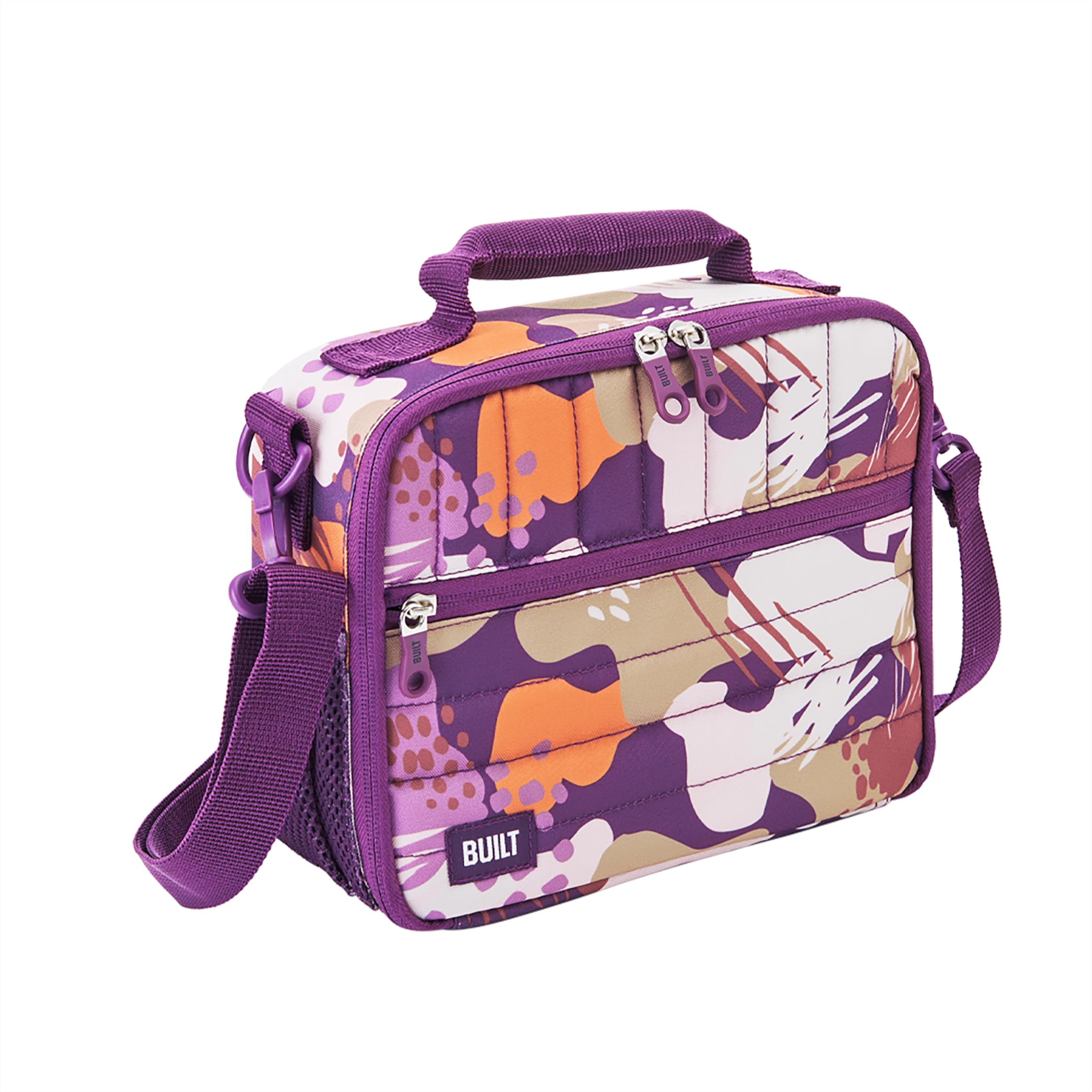 Built Puffer Water-Resistant Polyester Lunch Box, Lightweight Insulated And Reusable With Detachable Adjustable Strap, Abstract