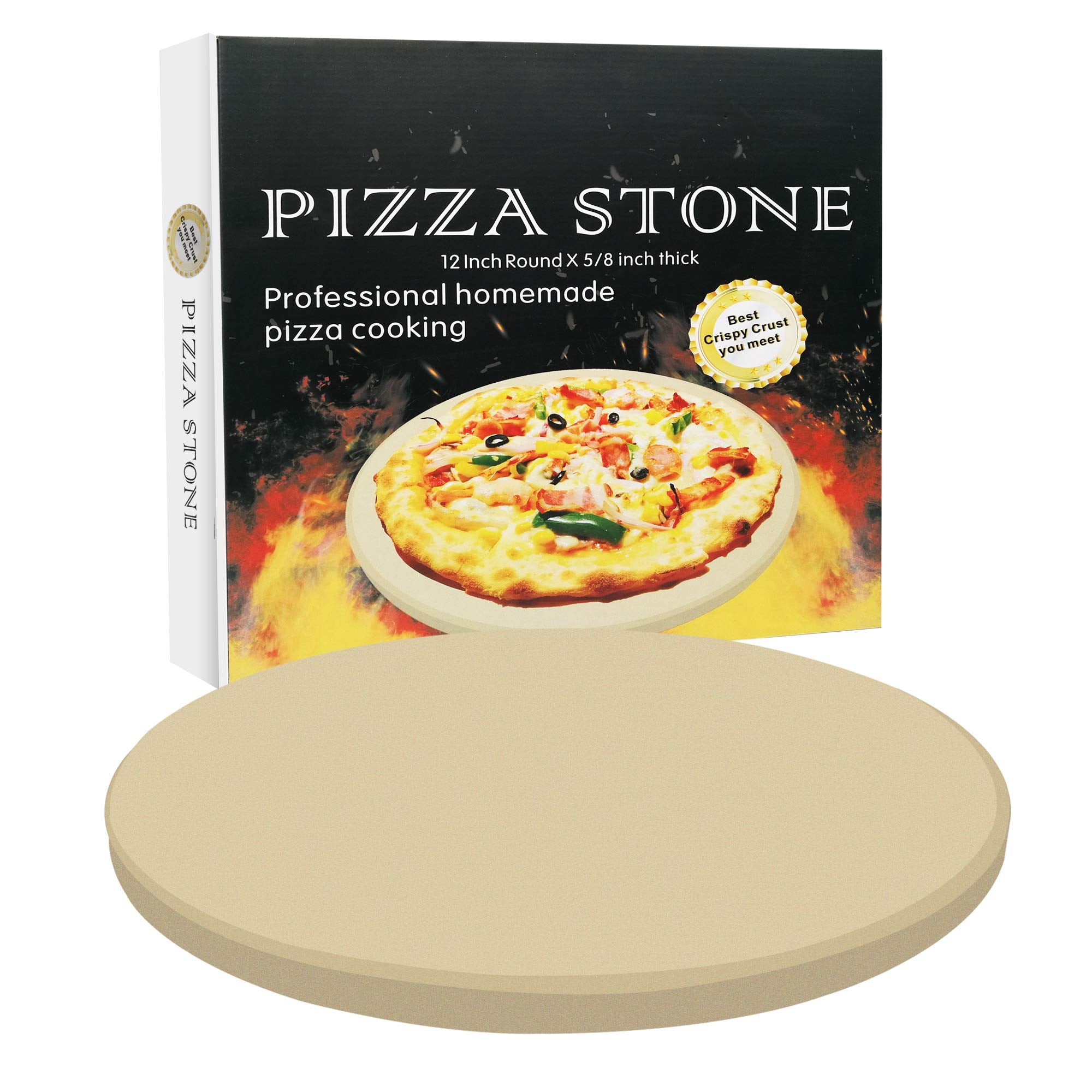 Vikeyhome Round Pizza Stone, Heavy Duty Cordierite Pizza Grilling Stone, Baking Stone, Pizza Pan, Perfect For Oven, Bbq And Gril