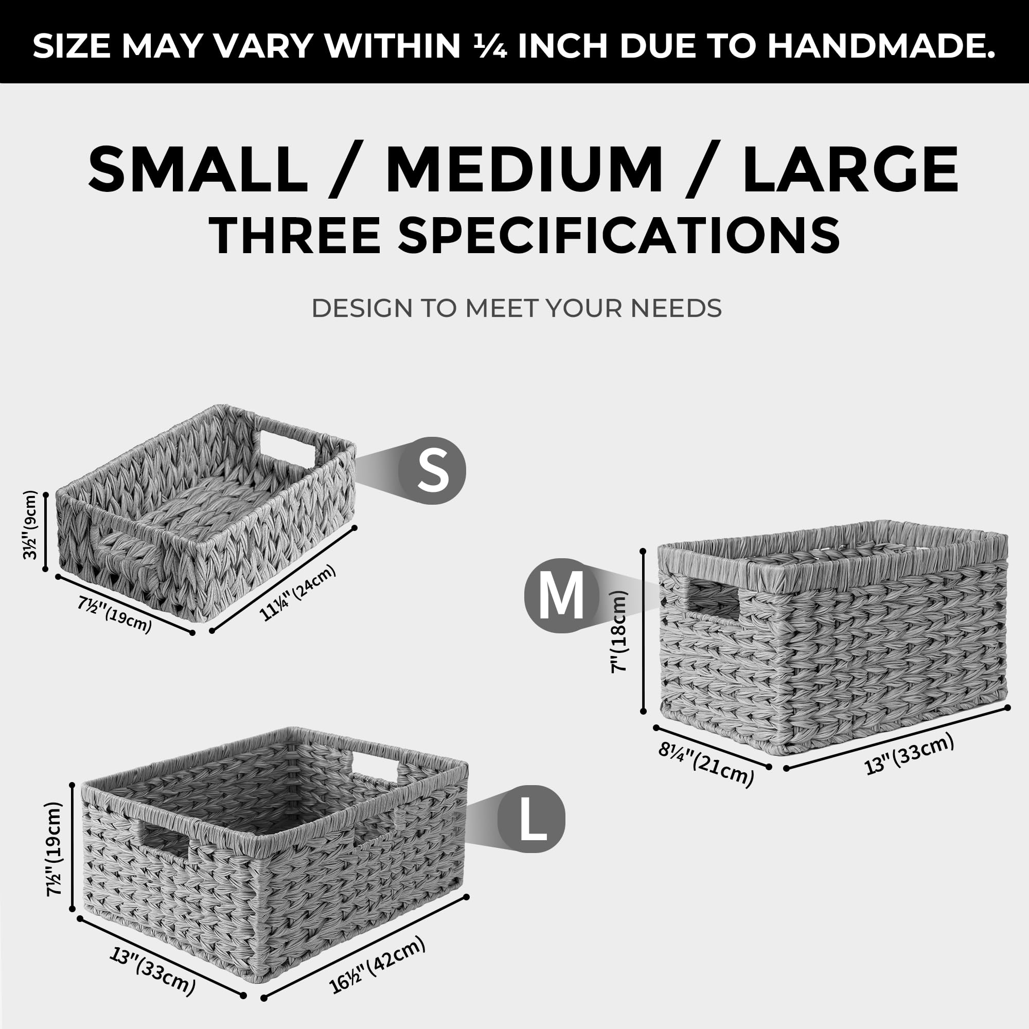 Granny Says Wicker Baskets For Storage, Waterproof Rattan Storage Baskets, Odorless Wicker Basket With Handles, Decorative Stora