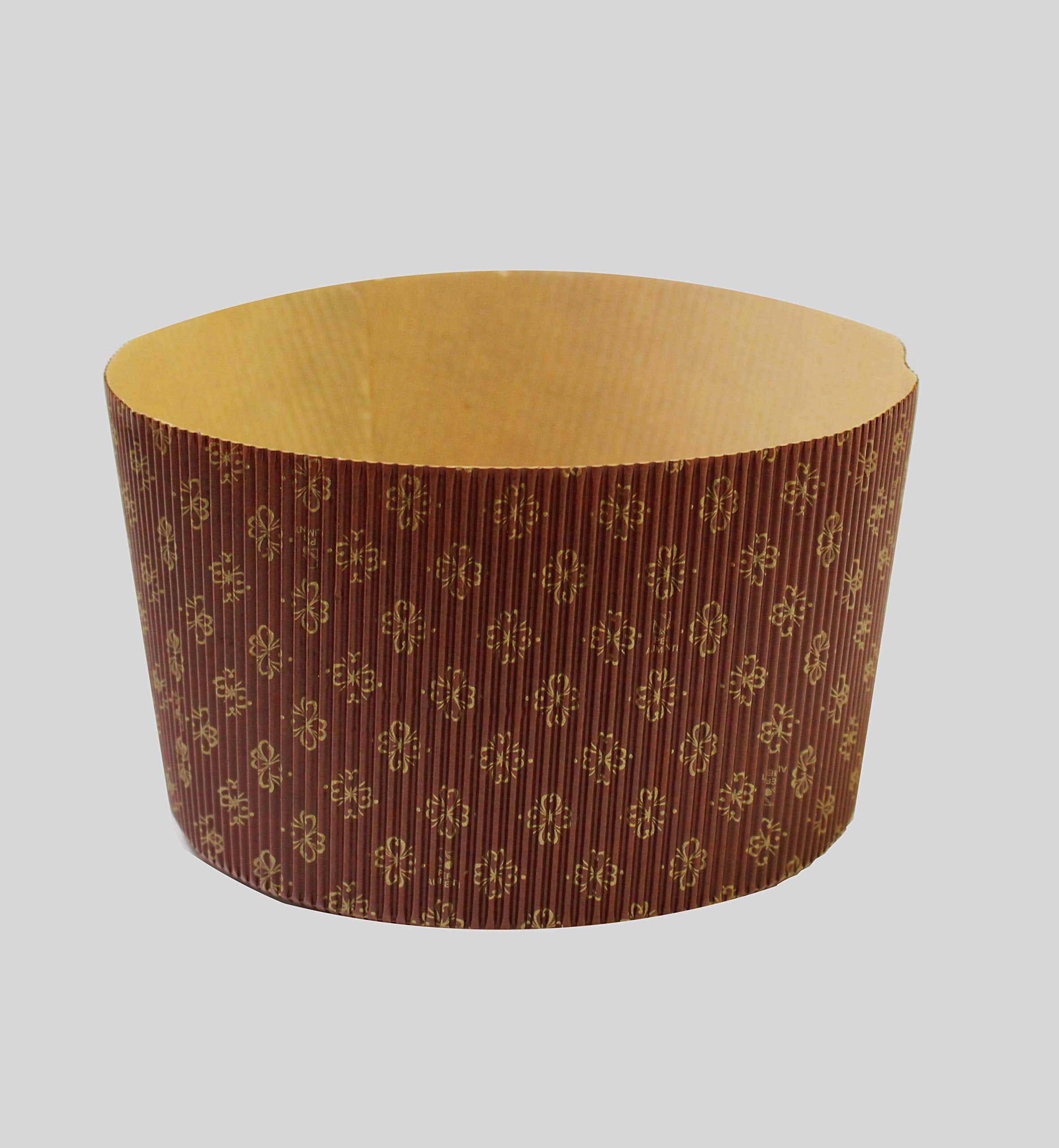 Deluxe Heavy Corrugated Gold And Brown Design Paper Large Panettone Paper Molds - 7.3''X 4.25'' - 6 Pieces