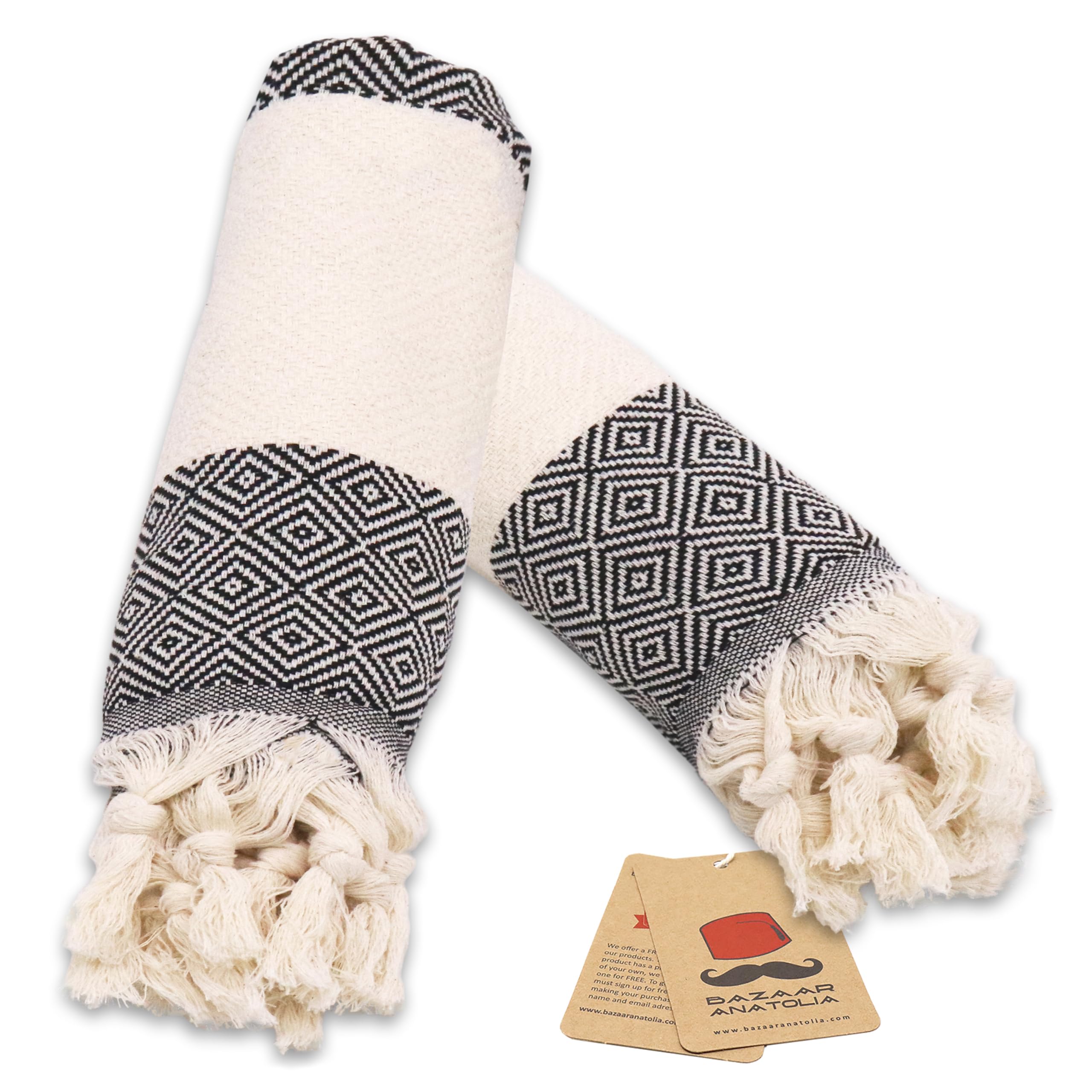 Bazaar Anatolia Turkish Hand Towels Set Of 2 Decorative Towels For Bathroom 100% Cotton With Hanging Loop Boho Farmhouse Decor K