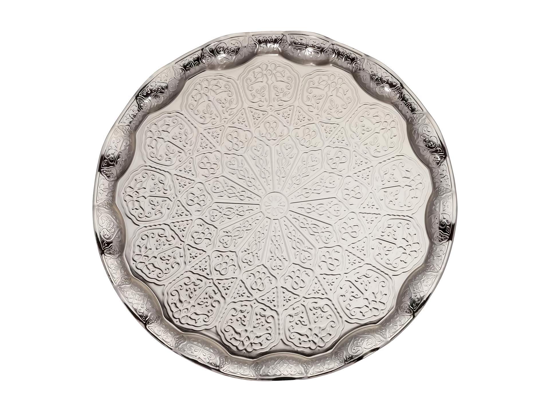 Alisveristime Turkish Ottoman Coffee Tea Serving Tray - 13.60 Inches, Metal With Traditional Motifs, Available In Five Colors (G