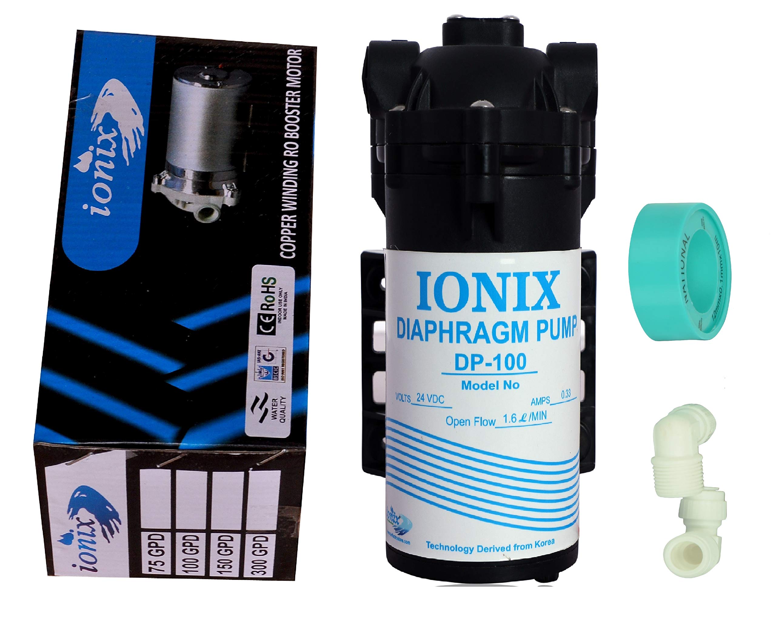 Ionix Dp100 Ro Booster Pump 100 Gpd, Ro Pump 100 Gpd, Compatible With All Storage Type RoS, Universal Type Motor, 1 Year Warra
