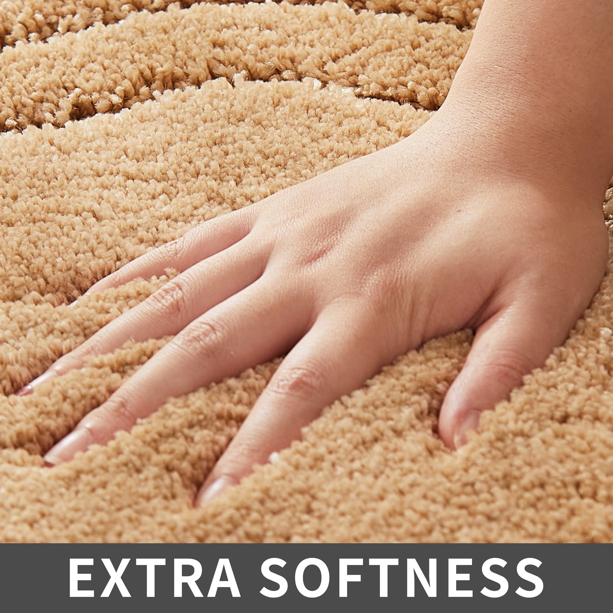 COSY HOMEER Extra Thick Bath Linen Sets Rugs for Bathroom - Anti-Slip Bath Mats Soft Plush 100% Strong Polyester Living Room Bedroom Water Absorbent(Beige 20x32 - Inches)