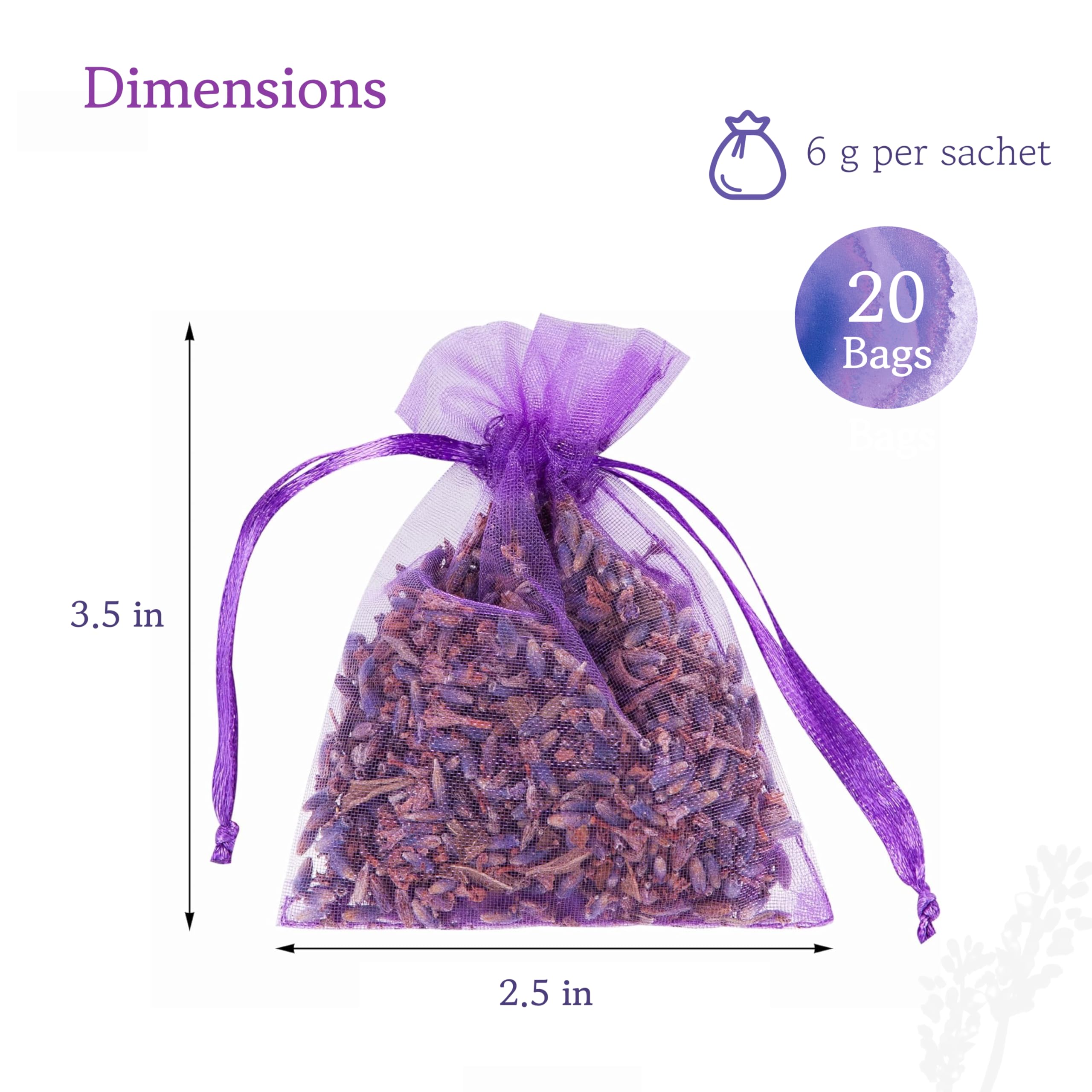 Lavender Sachets for Drawers and closets: 20 Lavender Bags with Dried Lavender Flowers - closet Freshener  closet Scent - Lavender Sachet Bags Lavodia