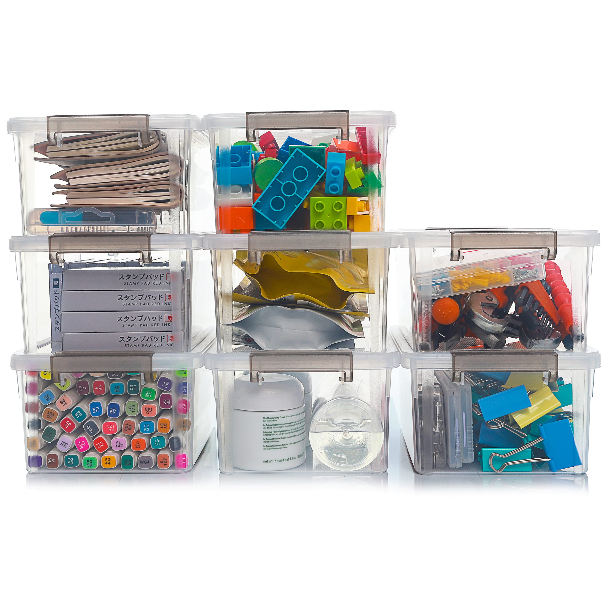 Citylife 8 Packs Small Storage Bins With Lids 3.2 Qt Plastic Storage Containers For Organizing Stackable Clear Storage Boxes