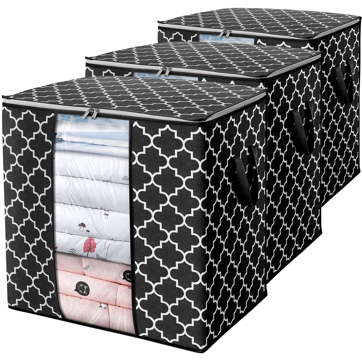 WISELIFE Storage Bags [3 Pack/100L] Large Blanket Clothes Organization and Storage Containers for Comforters,Bedding, Foldable O