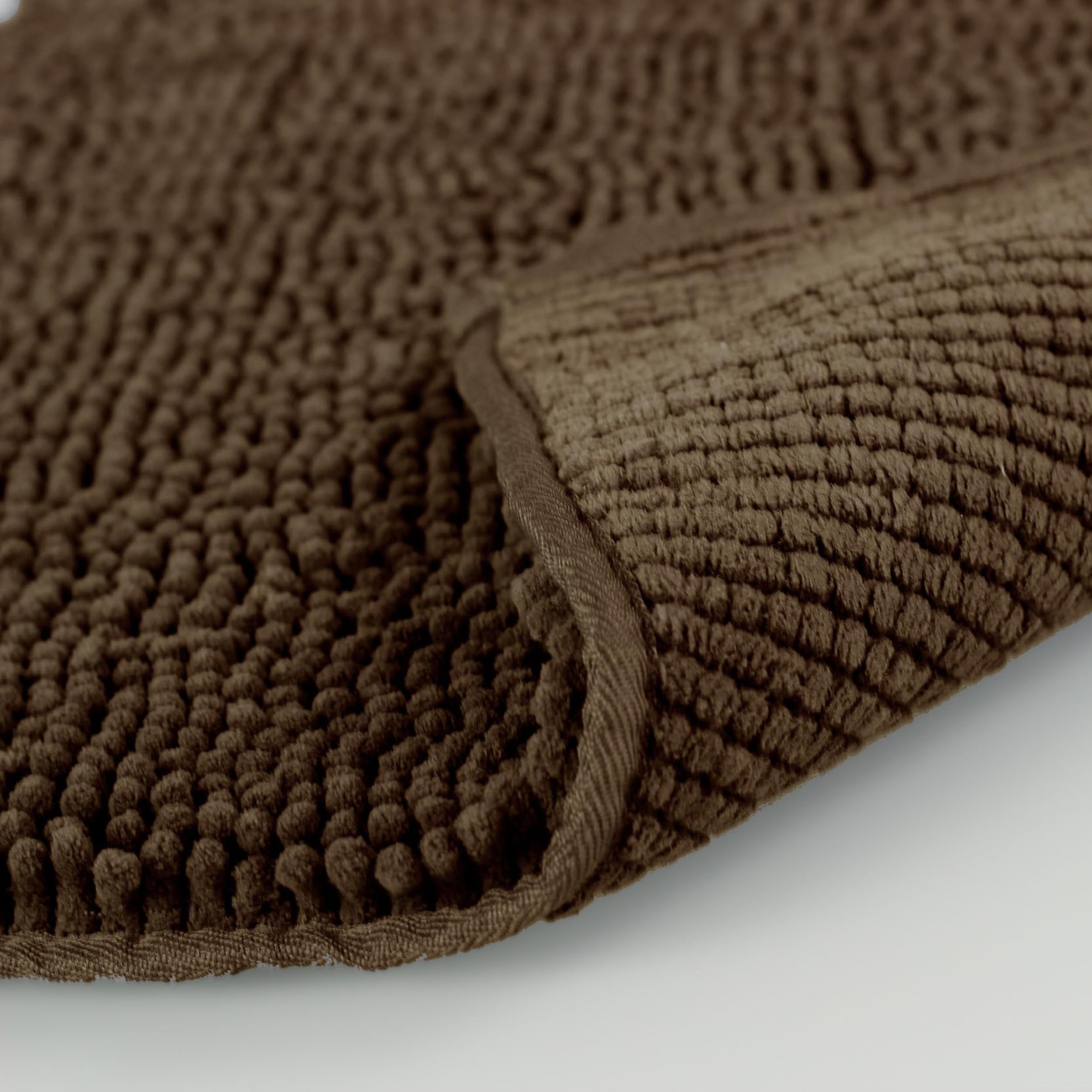 Resort Collection Plush Shag Chenille 2-Piece 17 X 24'' And 21 X 34'' Bath Mat Set, Mocha