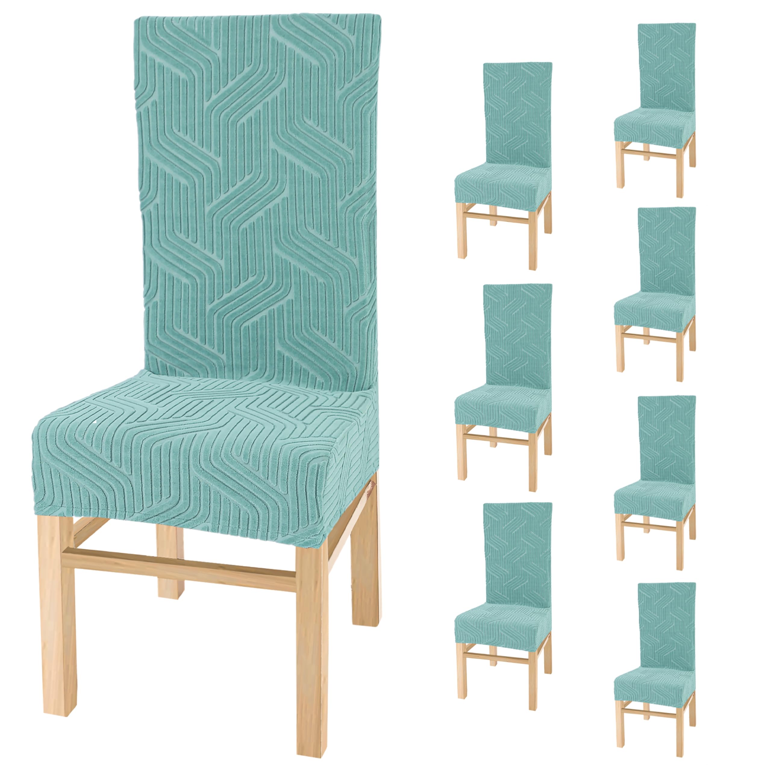 Yellow Weaves Elastic Stretchable Dining Chair Covers, Removable Washable Elastic Self Jacquard Dining Chair Covers (Set Of 8, P