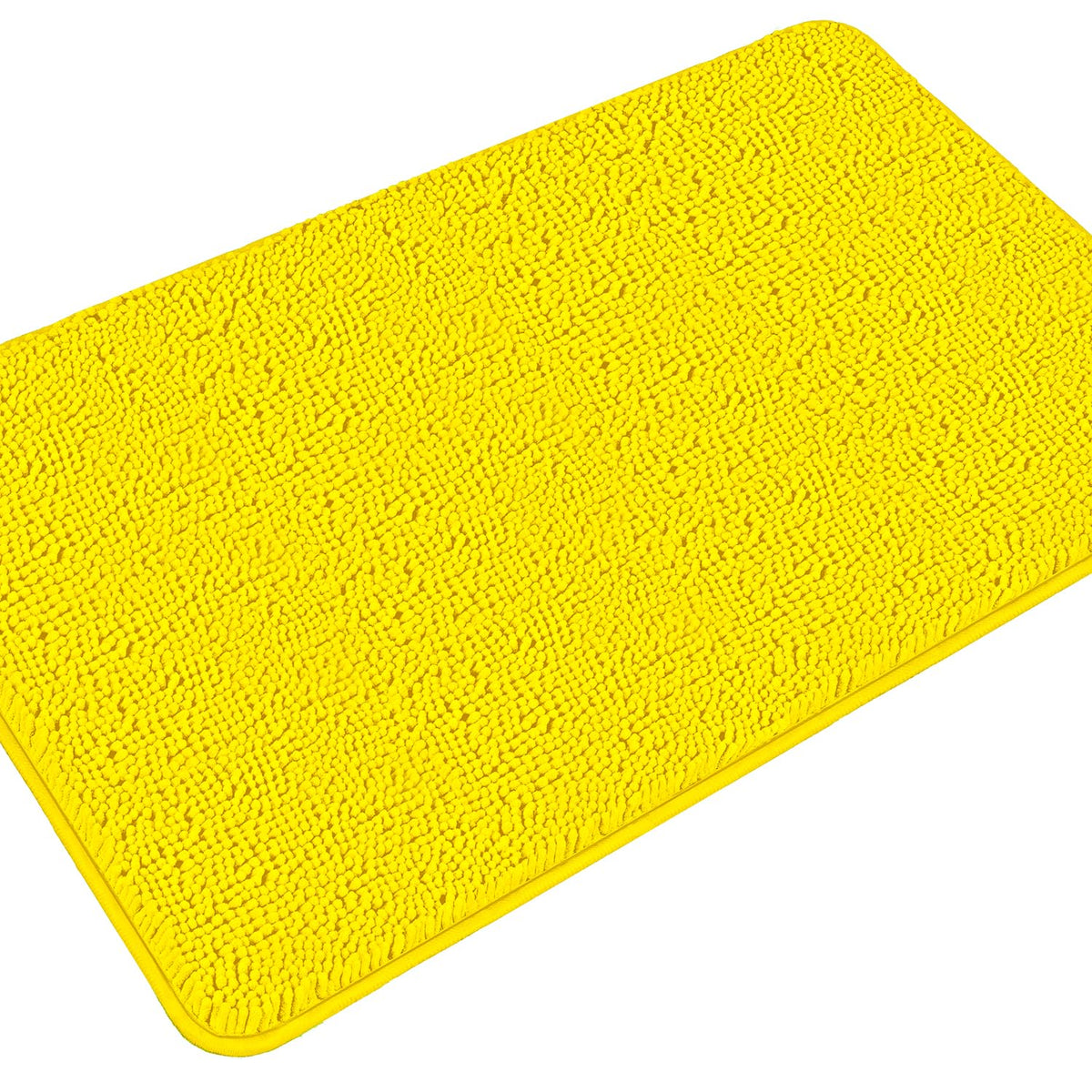 Pureswan Yellow Bathroom Rugs - Absorbent And Washable Bath Mat, Non-Slip, Thick Soft Chenille Bath Rugs For Bathroom Floor, Sho