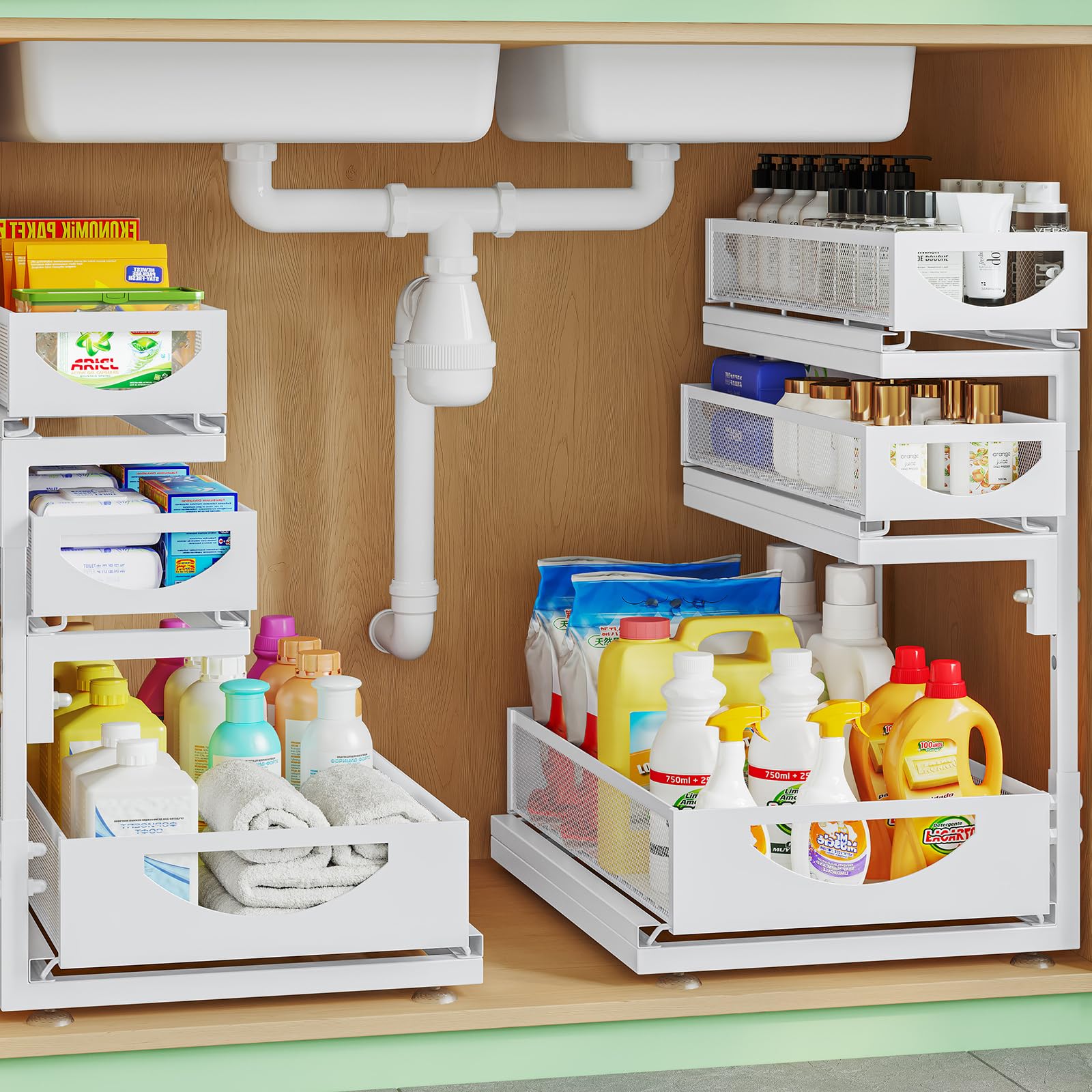 2Pack 3Tier Under Sink Organizer, Pull Out Cabinet Organizers and Storage