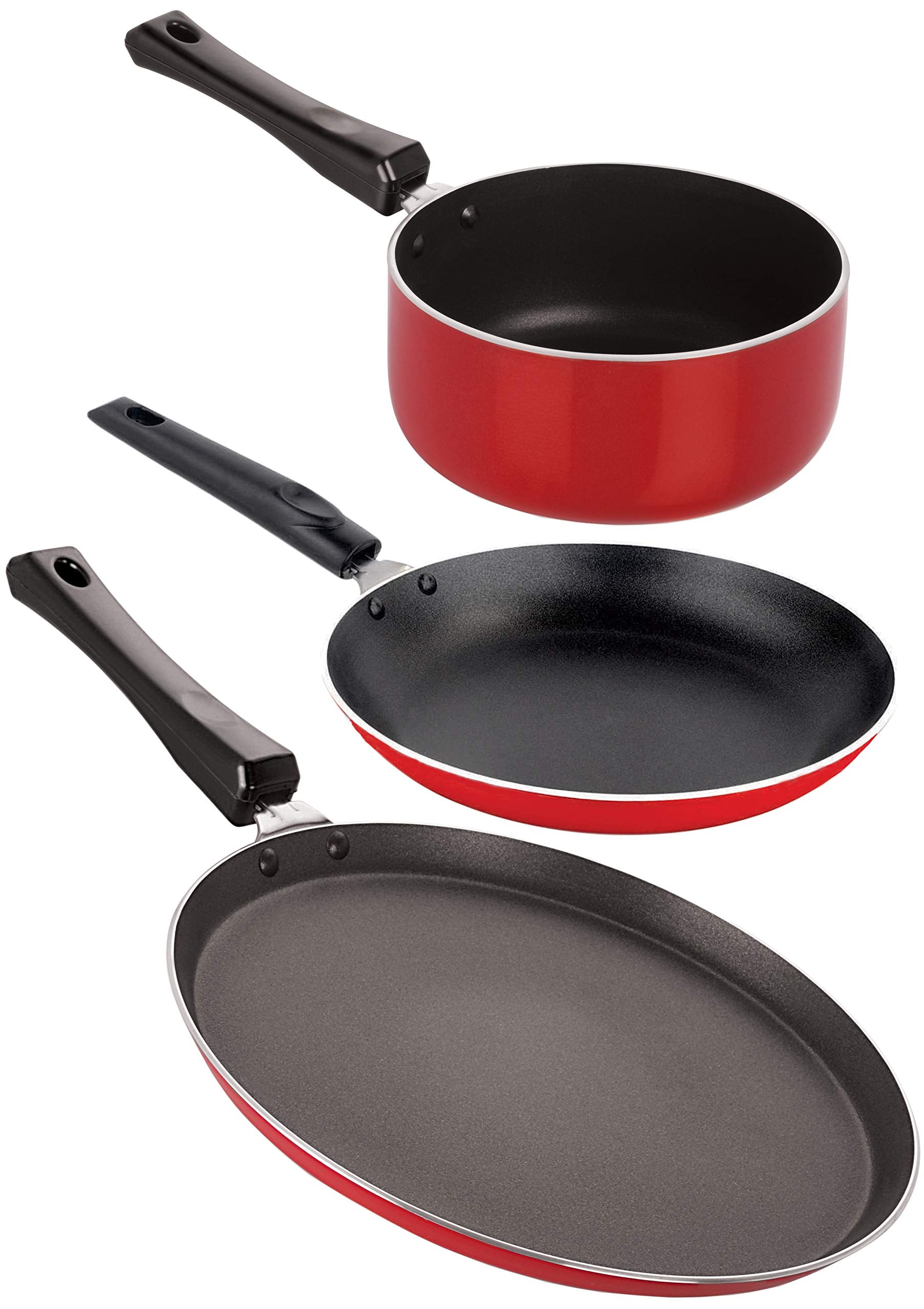 Nirlon NonStick Chemical Free NonInduction 3 Piece Cookware Essential