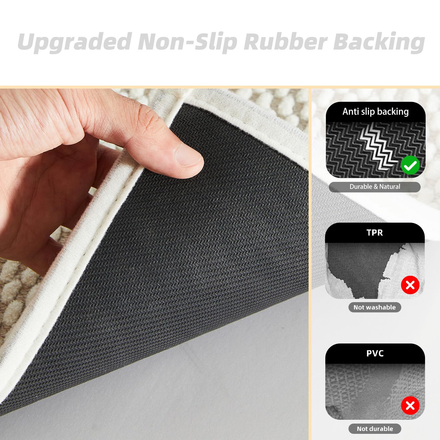 Bululom Chenille Bathroom Rugs- Non Slip, Absorbent, Quick Dry, Thin, Washable Bath Mat Carpet Bath Rugs For Bathroom Floor, Sho