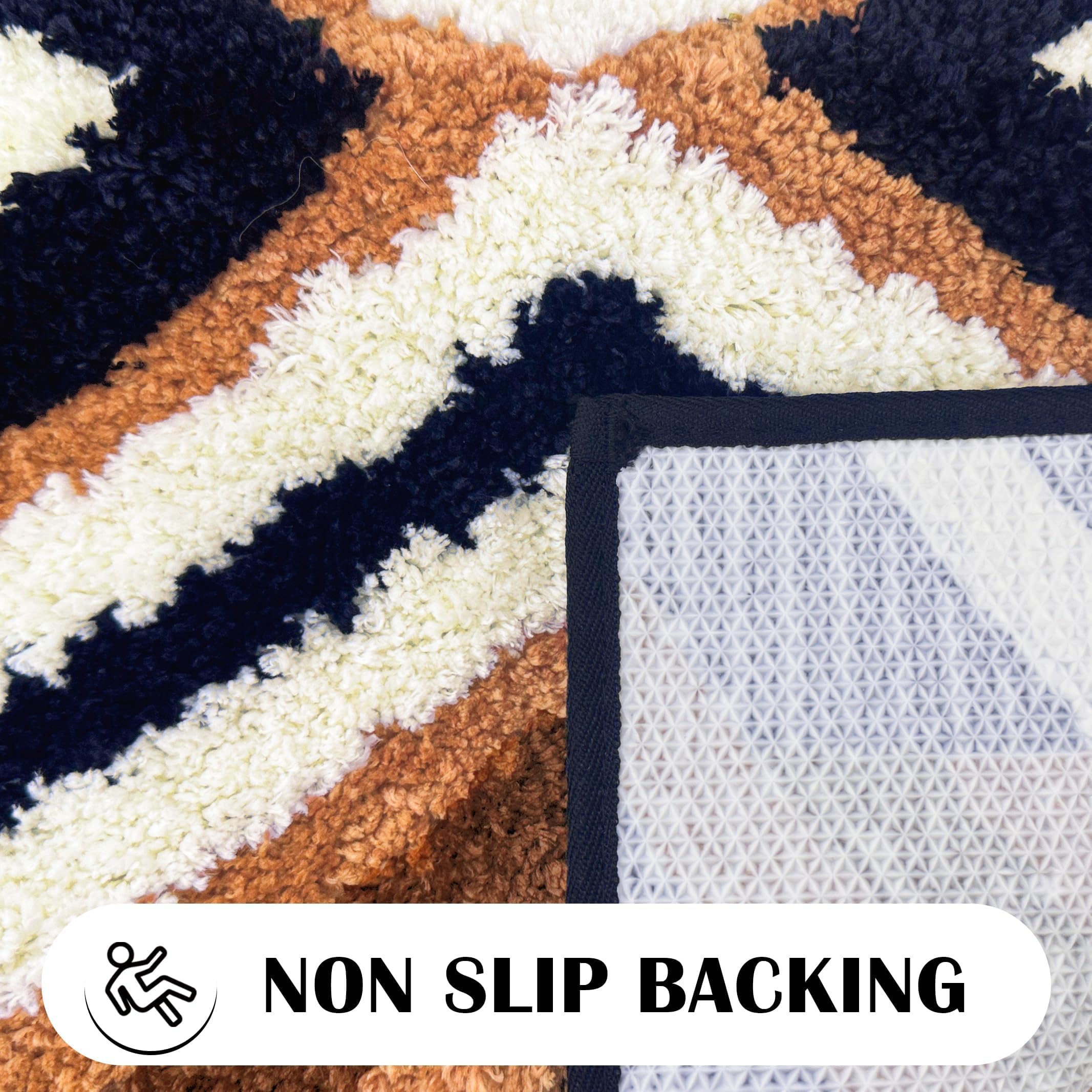 Tyrot Black Boho Long Bathroom Rugs Runner Non Slip Washable Western Aztec Bath Mats Rugs For Bathroom Hallway Plush Soft Absorb
